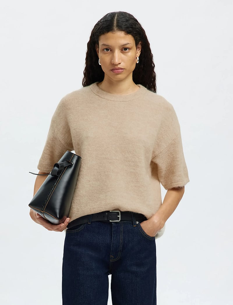 Selected - SLFLULU 2/4 KNIT O-NECK NOOS - pullover - birch - 5