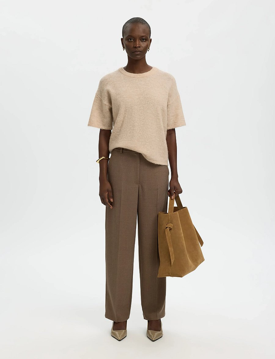 Selected - SLFLULU 2/4 KNIT O-NECK NOOS - pullover - birch - 5