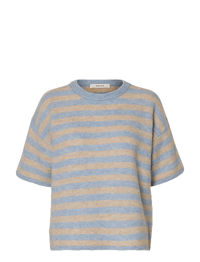 Selected SLFLULU 2/4 KNIT O-NECK NOOS - Prjónafatnaður - CASHMERE BLUE / blue