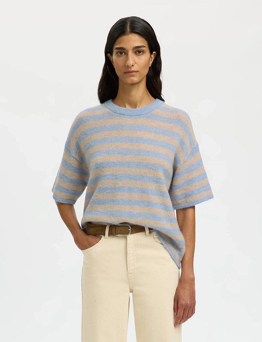 Selected - SLFLULU 2/4 KNIT O-NECK NOOS - pullover - cashmere blue - 0