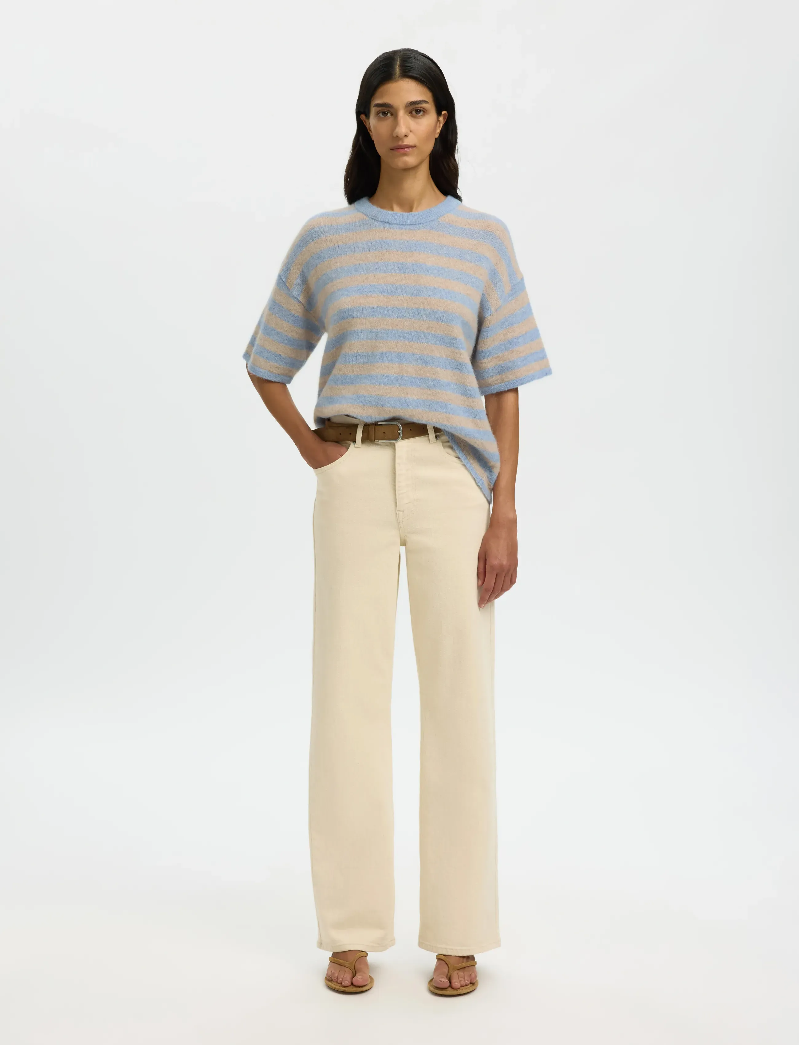 Selected - SLFLULU 2/4 KNIT O-NECK NOOS - pullover - cashmere blue - 3