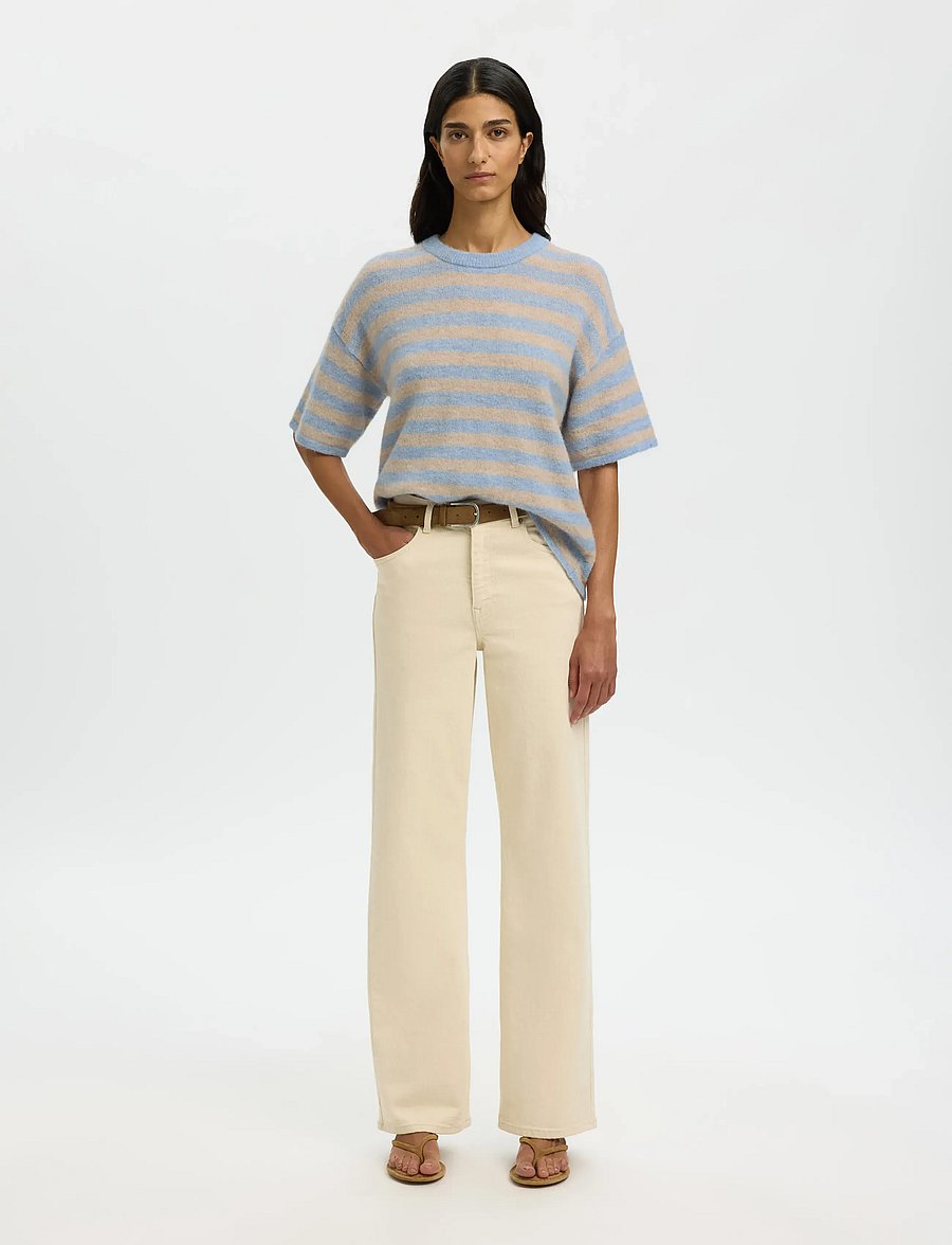 Selected - SLFLULU 2/4 KNIT O-NECK NOOS - pullover - cashmere blue - 3