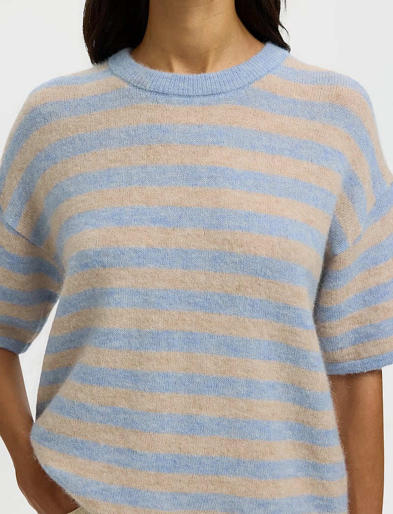 Selected - SLFLULU 2/4 KNIT O-NECK NOOS - striktrøjer - cashmere blue - 4