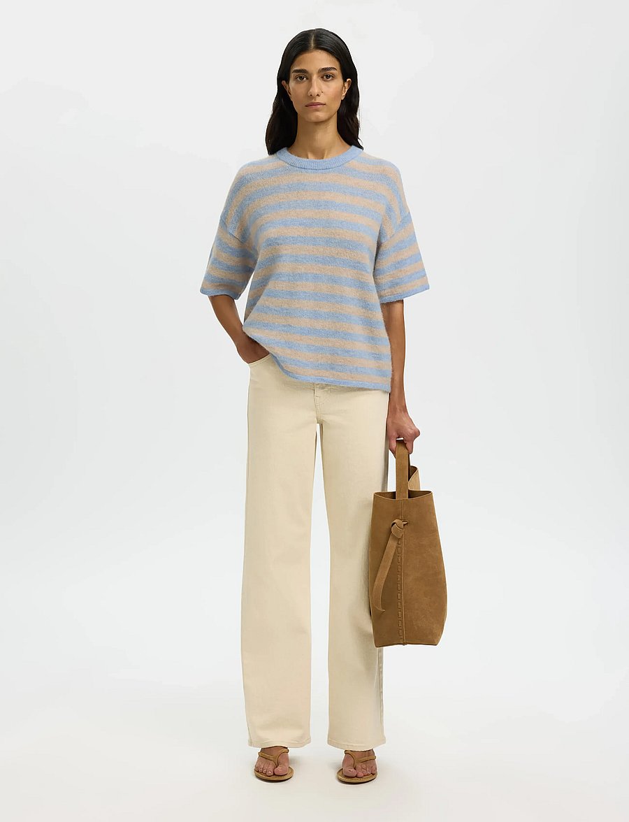 Selected - SLFLULU 2/4 KNIT O-NECK NOOS - pullover - cashmere blue - 5