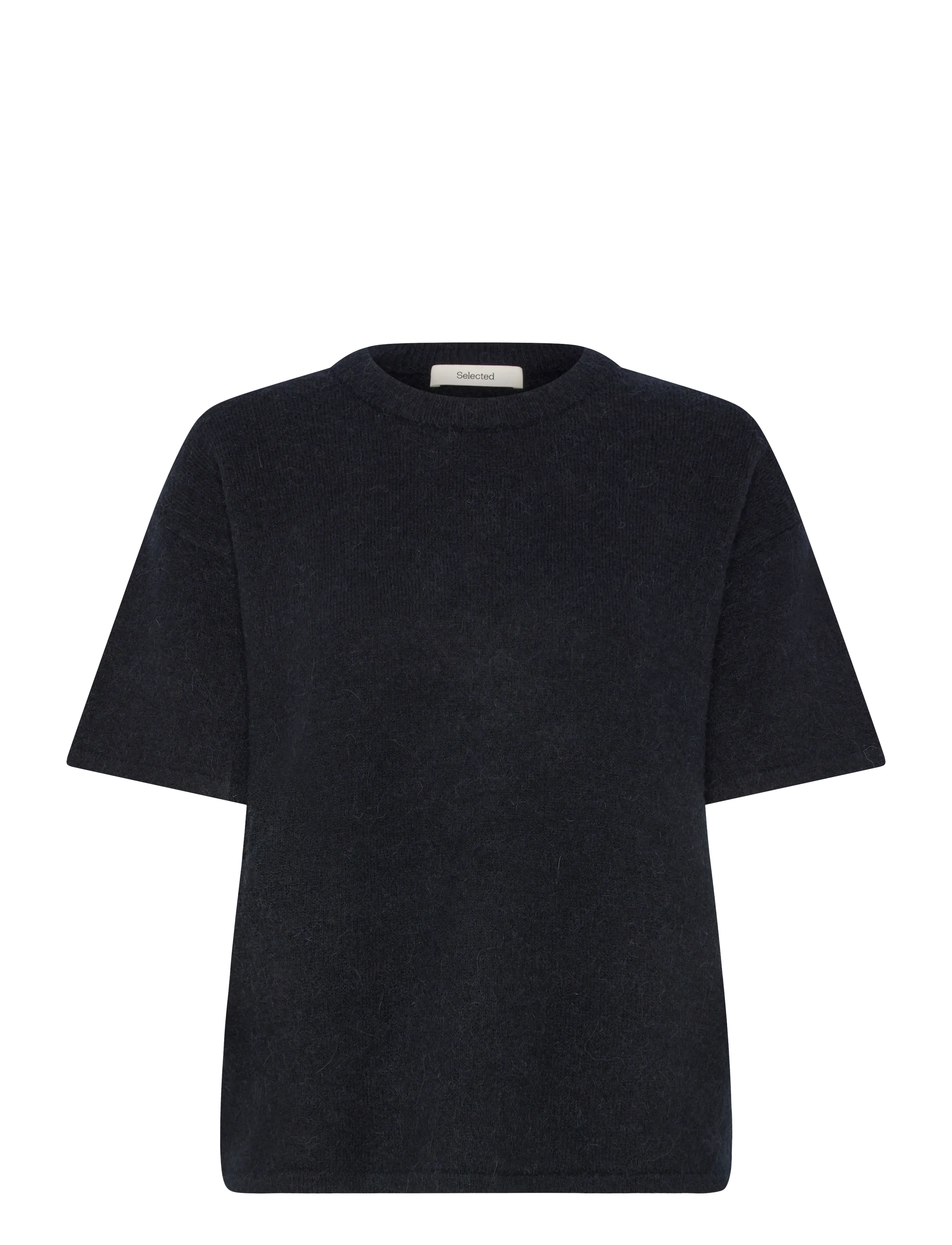 Selected SLFLULU 2/4 KNIT O-NECK NOOS - T-shirts - DARK SAPPHIRE / black