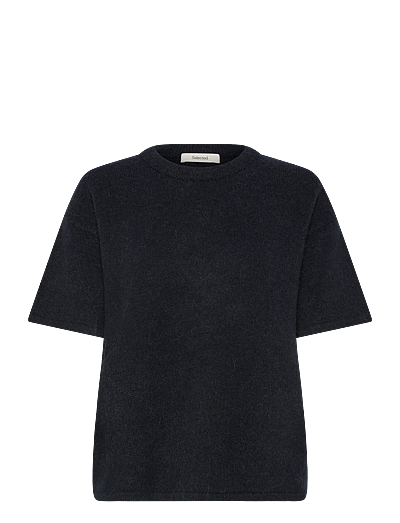 Selected SLFLULU 2/4 KNIT O-NECK NOOS - Prjónafatnaður - DARK SAPPHIRE / black
