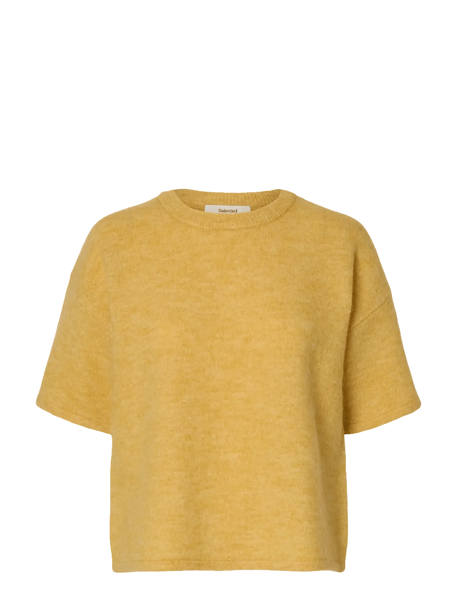 Selected - SLFLULU 2/4 KNIT O-NECK NOOS - kampsunid - ochre - 1