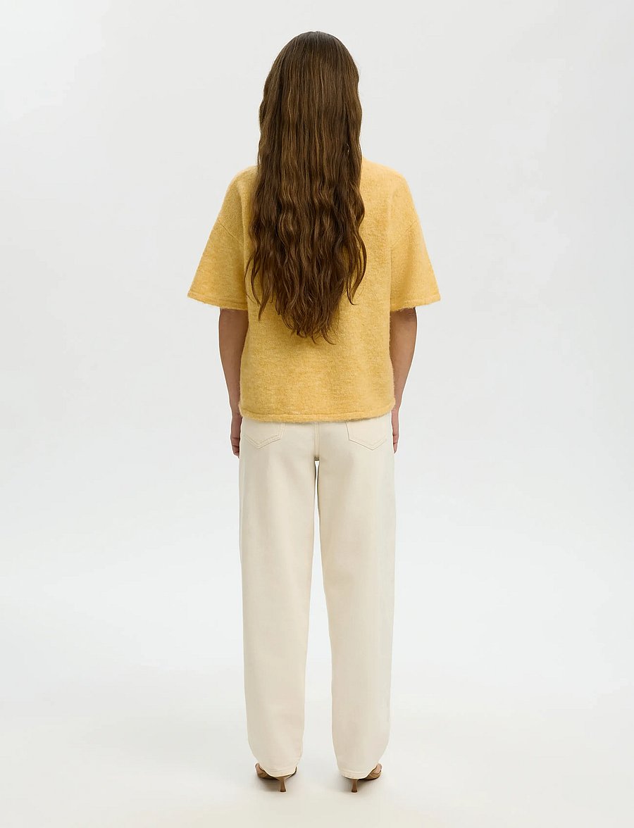 Selected - SLFLULU 2/4 KNIT O-NECK NOOS - kampsunid - ochre - 2