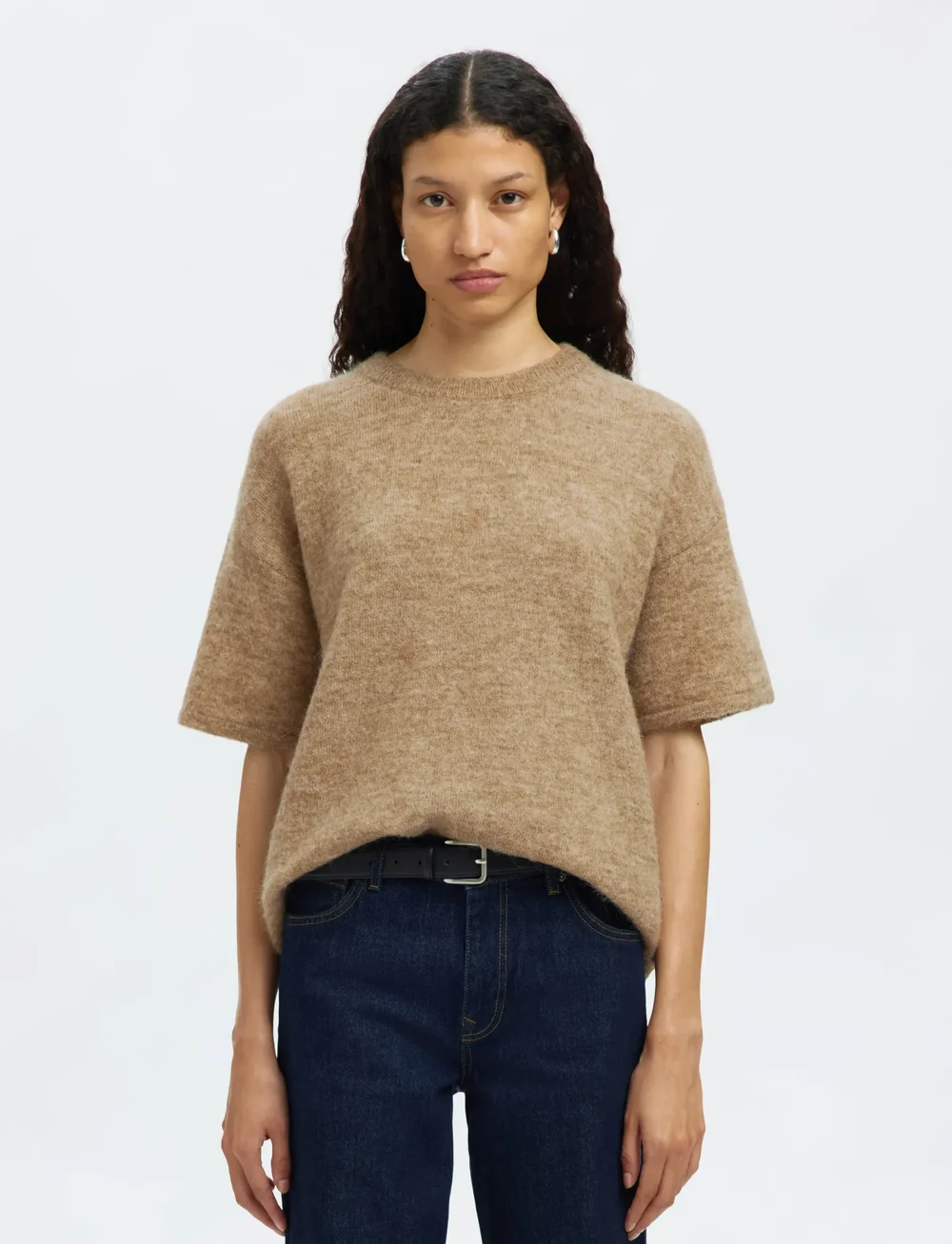 Selected - SLFLULU 2/4 KNIT O-NECK NOOS - jumpers - sepia tint - 0