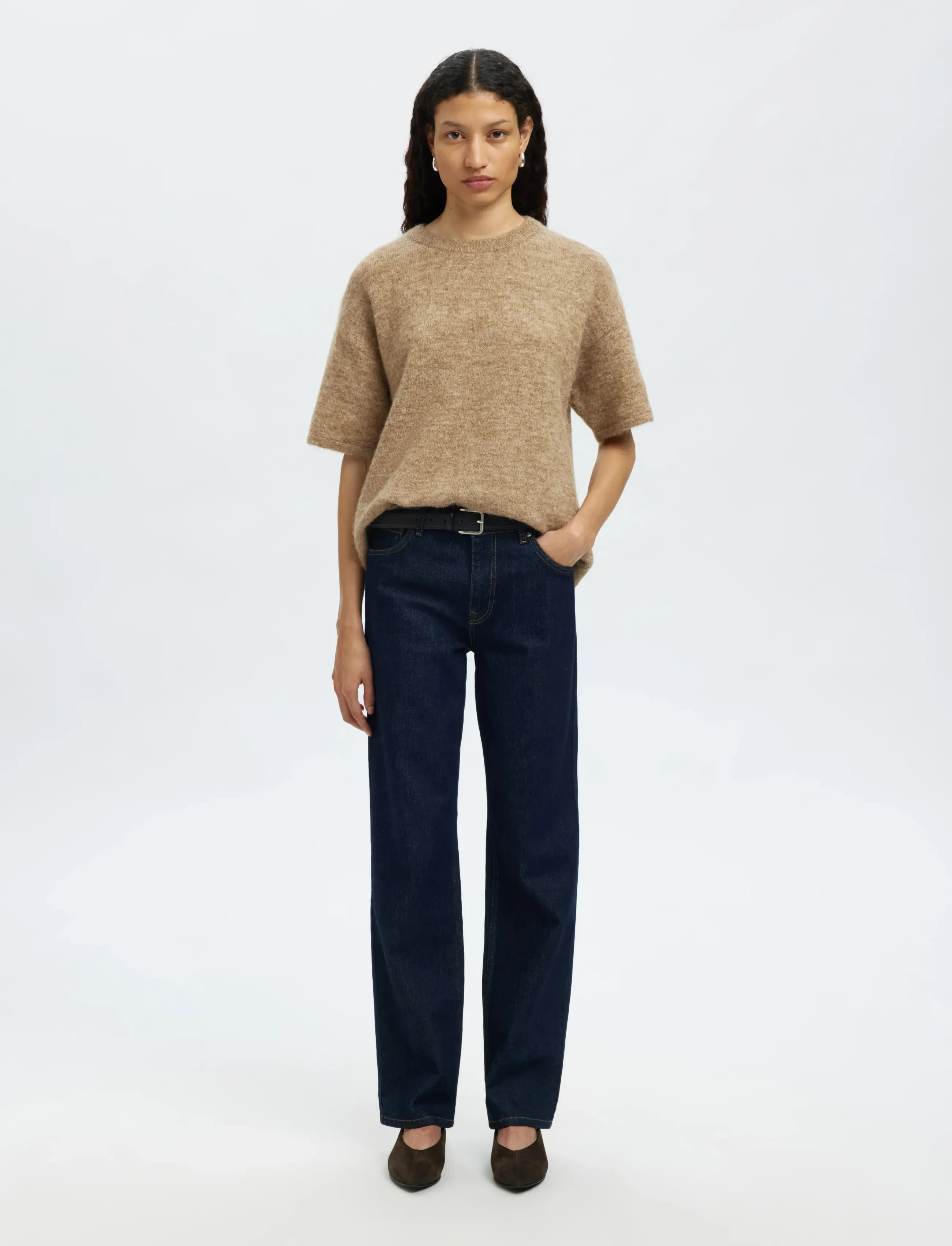 Selected - SLFLULU 2/4 KNIT O-NECK NOOS - striktrøjer - sepia tint - 3