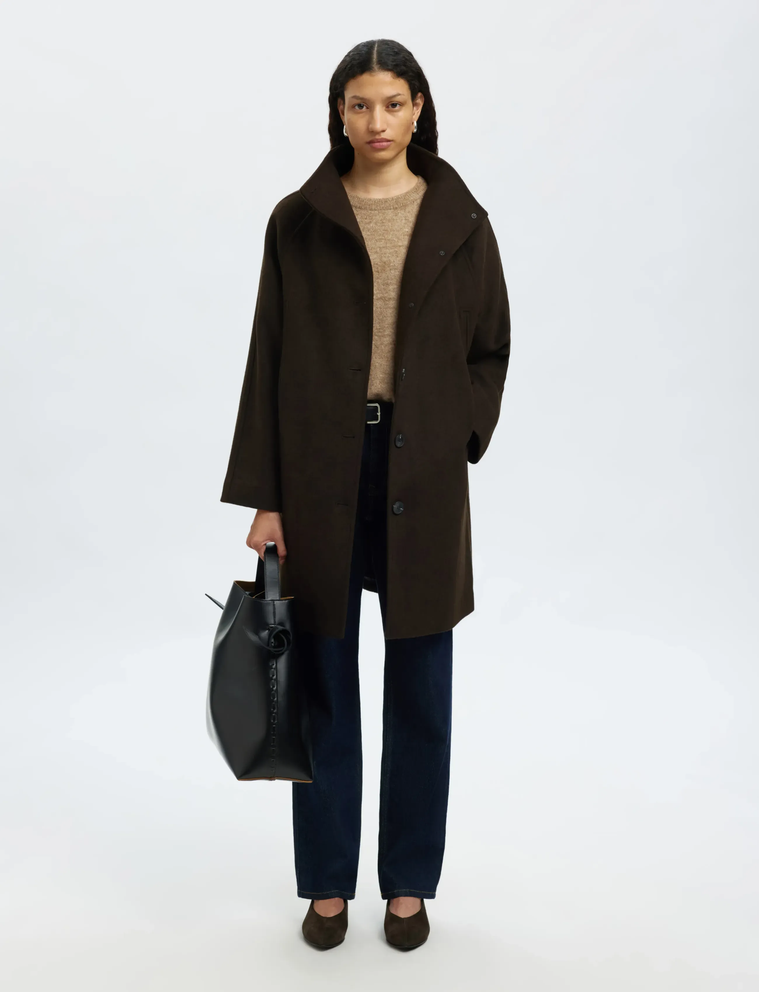 Selected - SLFLULU 2/4 KNIT O-NECK NOOS - striktrøjer - sepia tint - 5