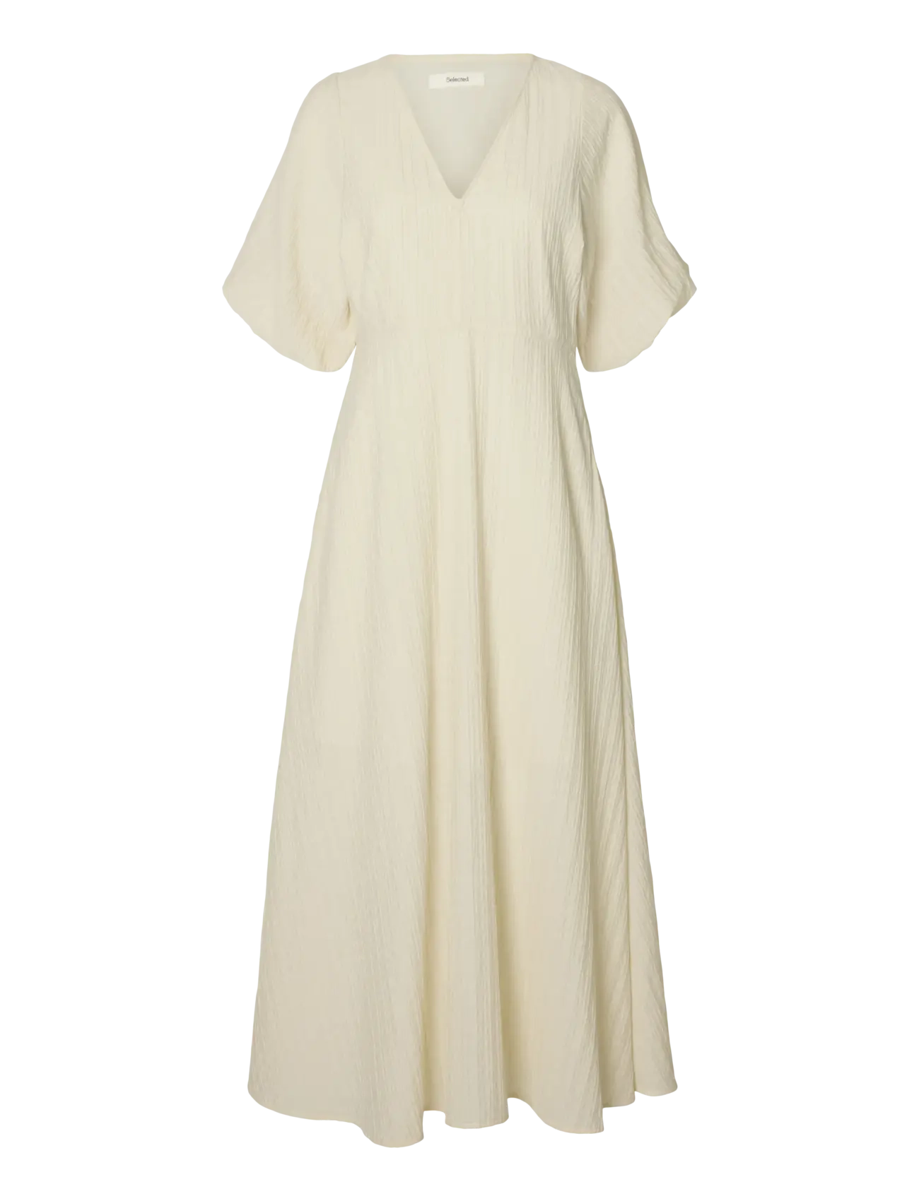 SELECTED Slwmaddie Ss Closed Back Midi Kleid Noos Cream - 40 - Damen