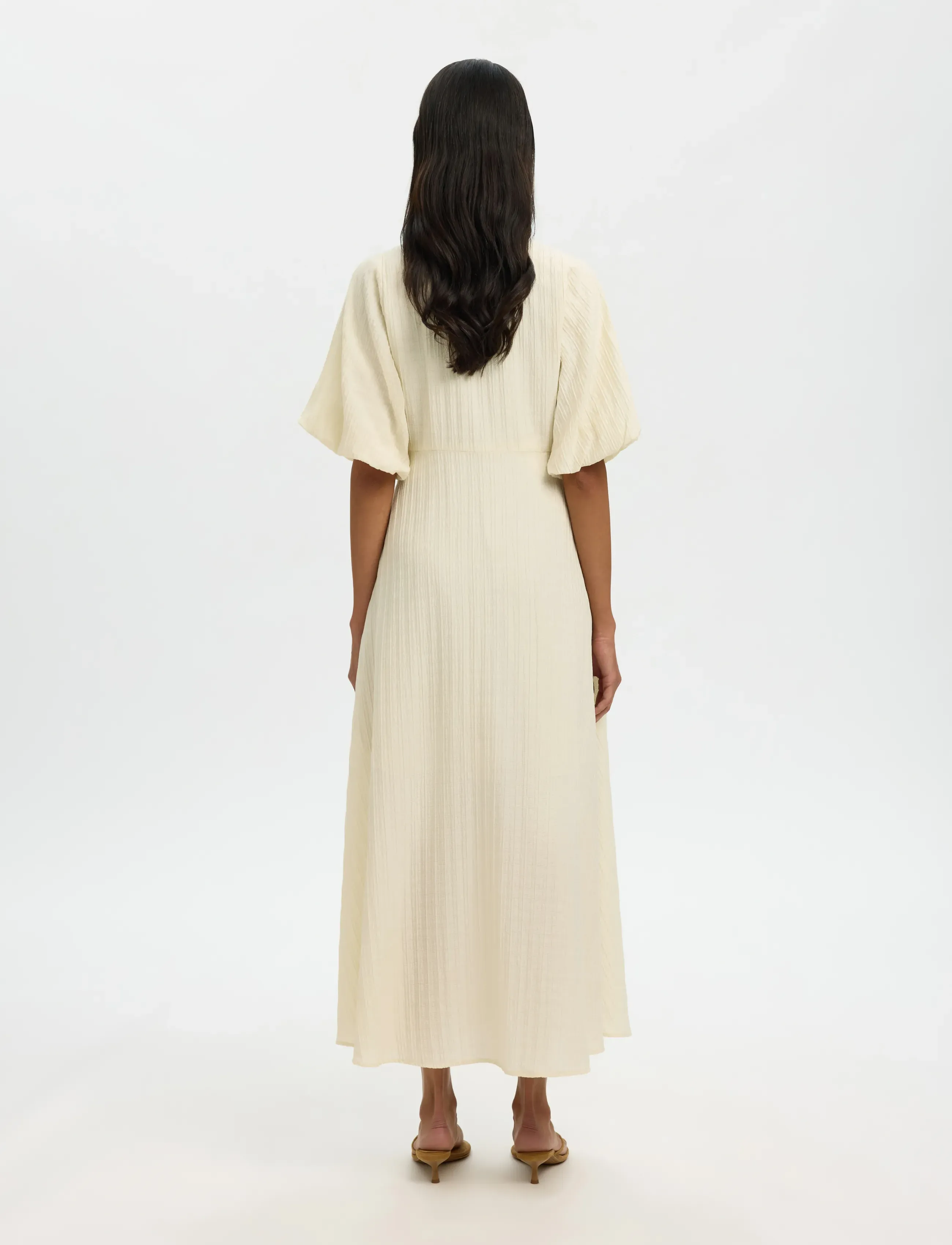 Selected - SLWMADDIE SS CLOSED BACK MIDI DRESS NOOS - midi kjoler - birch - 2