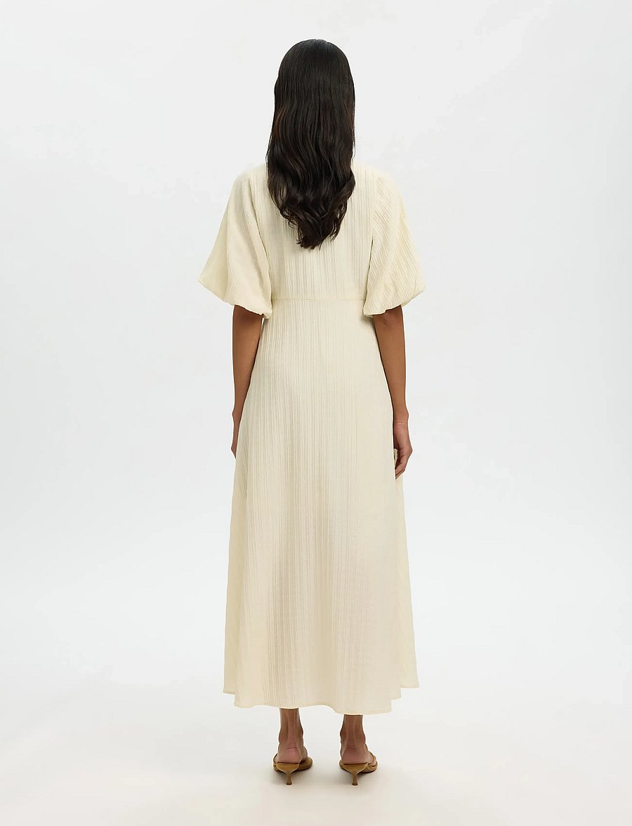 Selected - SLWMADDIE SS CLOSED BACK MIDI DRESS NOOS - midi kjoler - birch - 2
