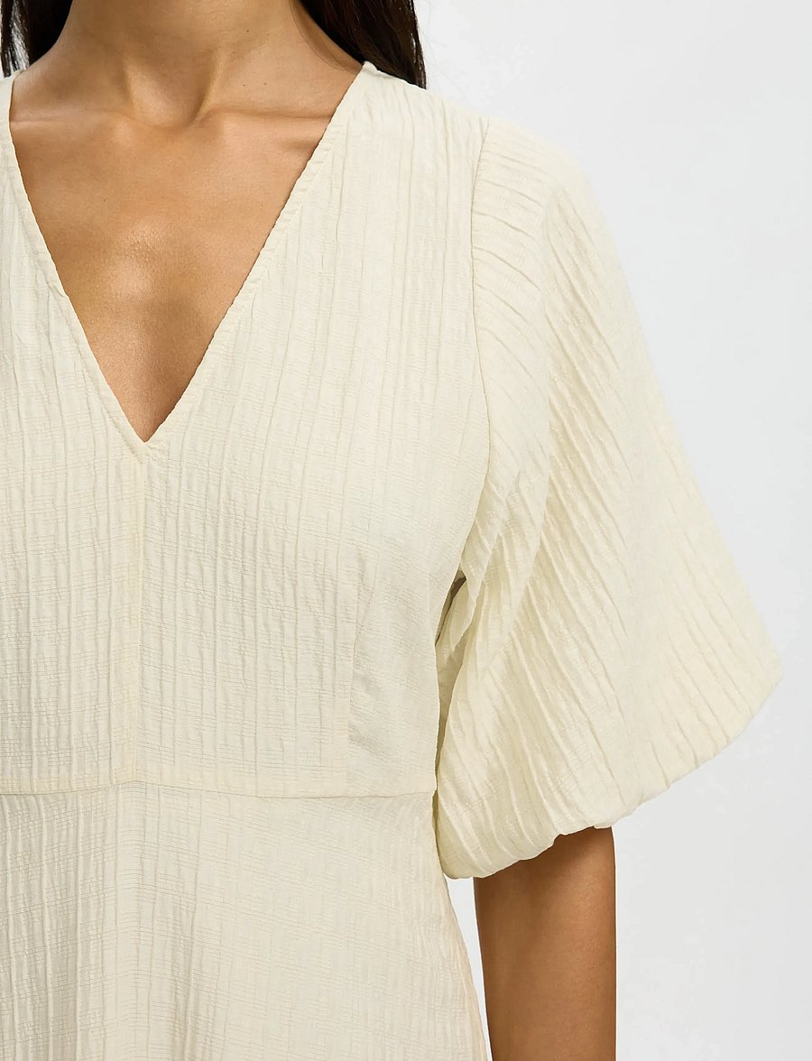 Selected - SLWMADDIE SS CLOSED BACK MIDI DRESS NOOS - midi kjoler - birch - 4