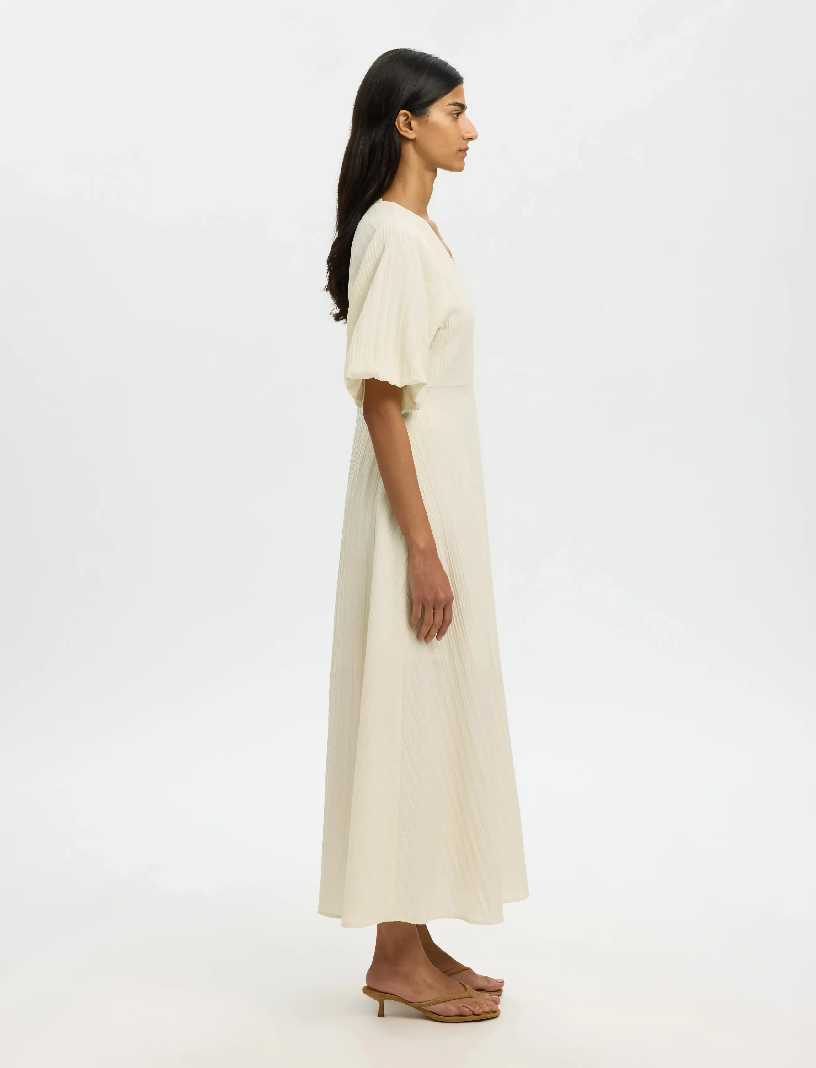 Selected - SLWMADDIE SS CLOSED BACK MIDI DRESS NOOS - midi kjoler - birch - 5