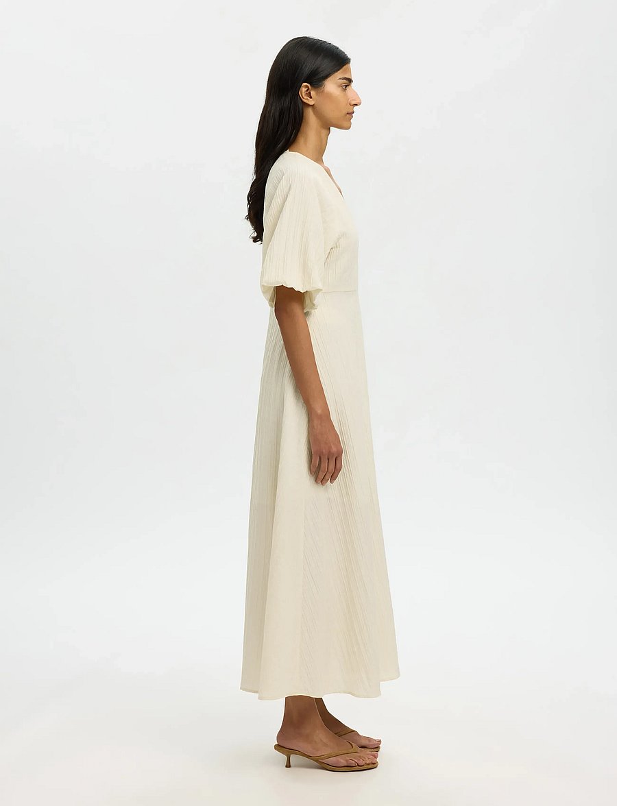 Selected - SLWMADDIE SS CLOSED BACK MIDI DRESS NOOS - midi kjoler - birch - 5