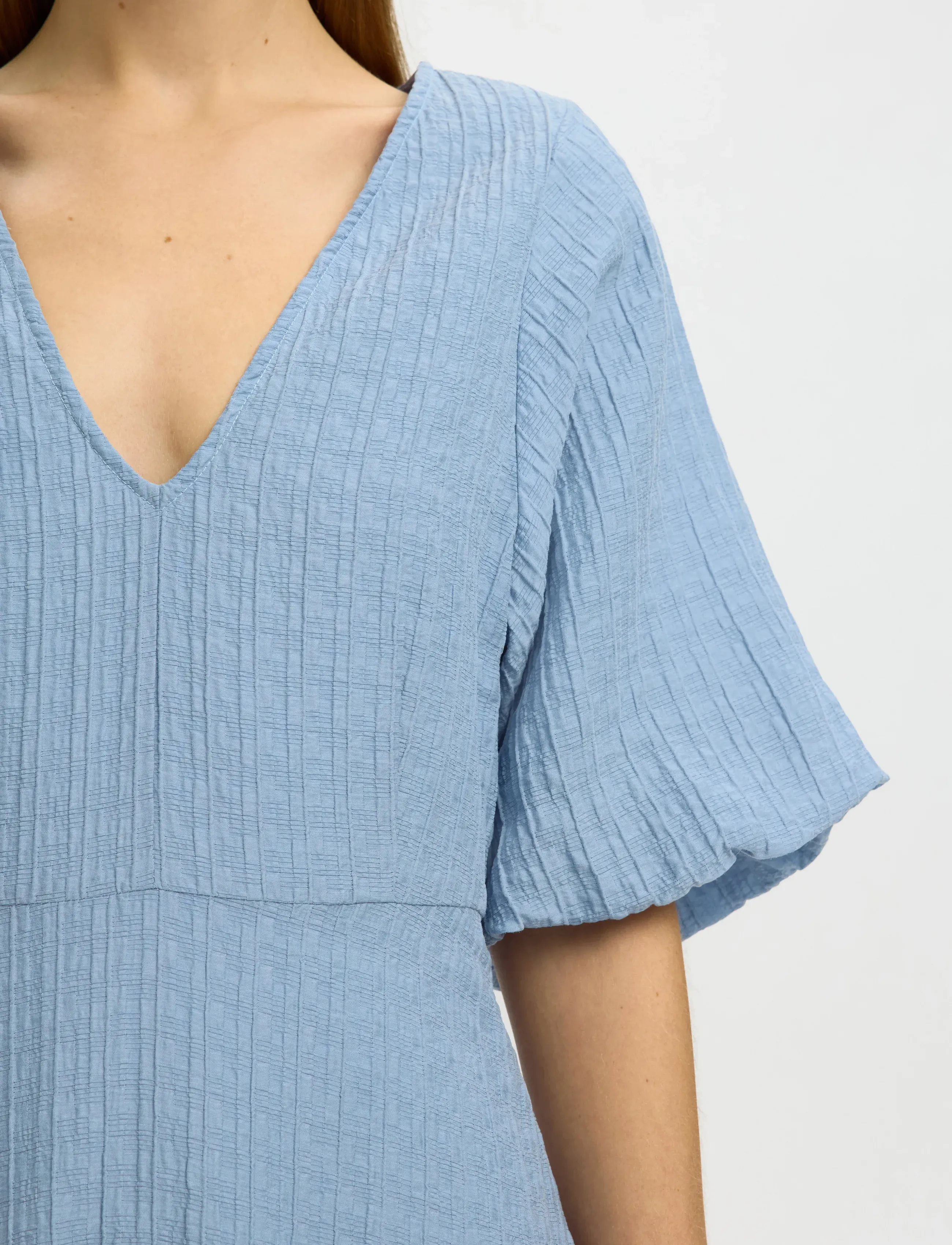 Selected - SLWMADDIE SS CLOSED BACK MIDI DRESS NOOS - midi kjoler - dusty blue - 4