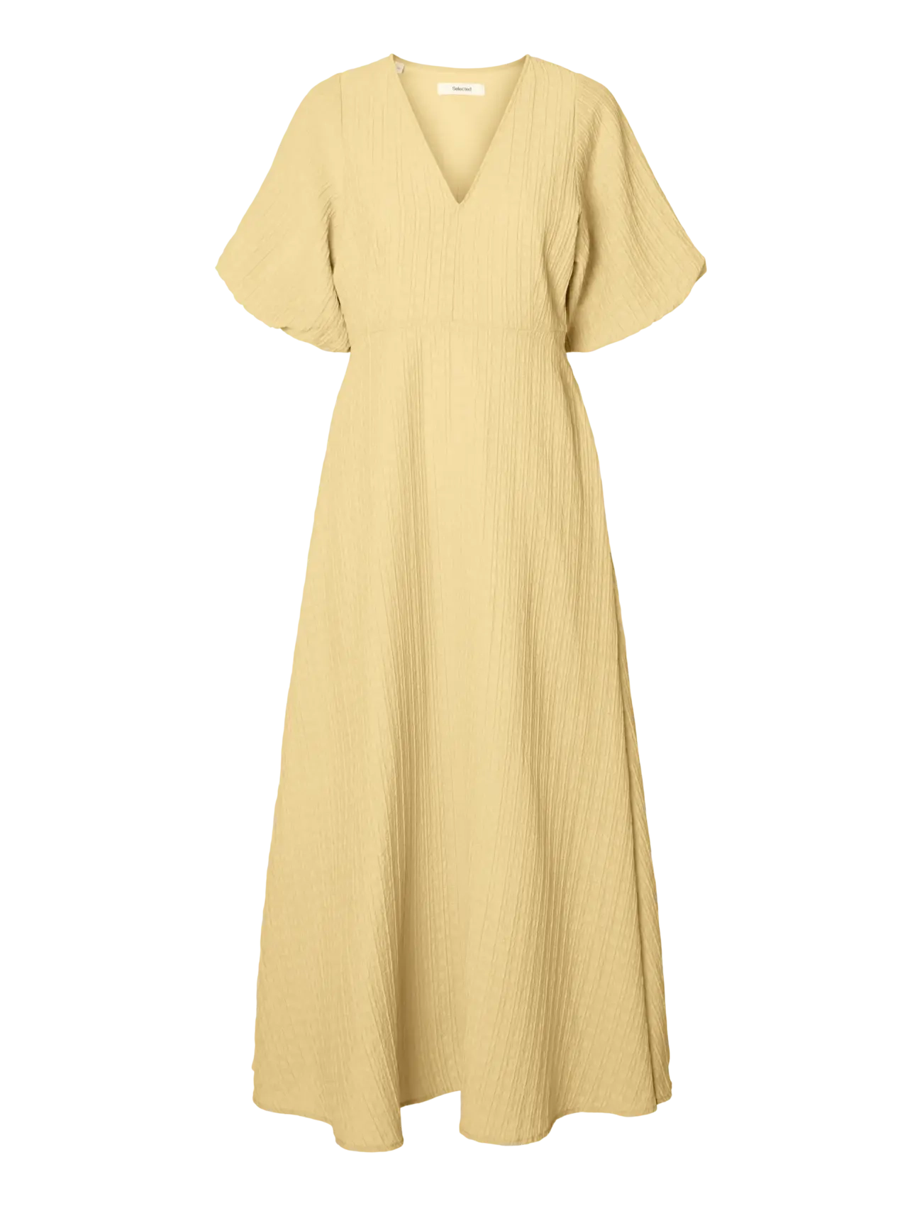 Selected SLWMADDIE SS CLOSED BACK MIDI DRESS NOOS - Test listing service - ITALIAN STRAW / yellow