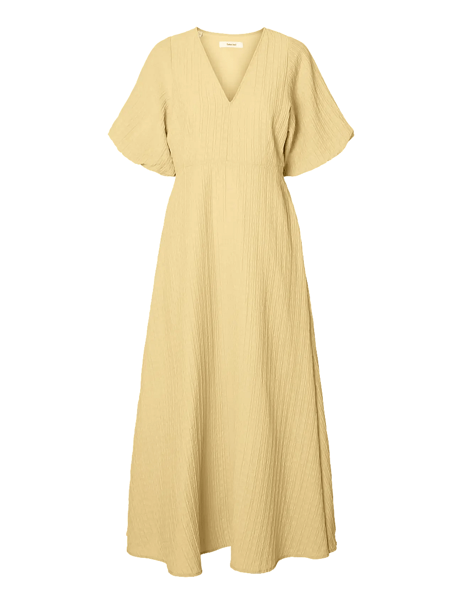Selected - SLWMADDIE SS CLOSED BACK MIDI DRESS NOOS - robes midi - italian straw - 1