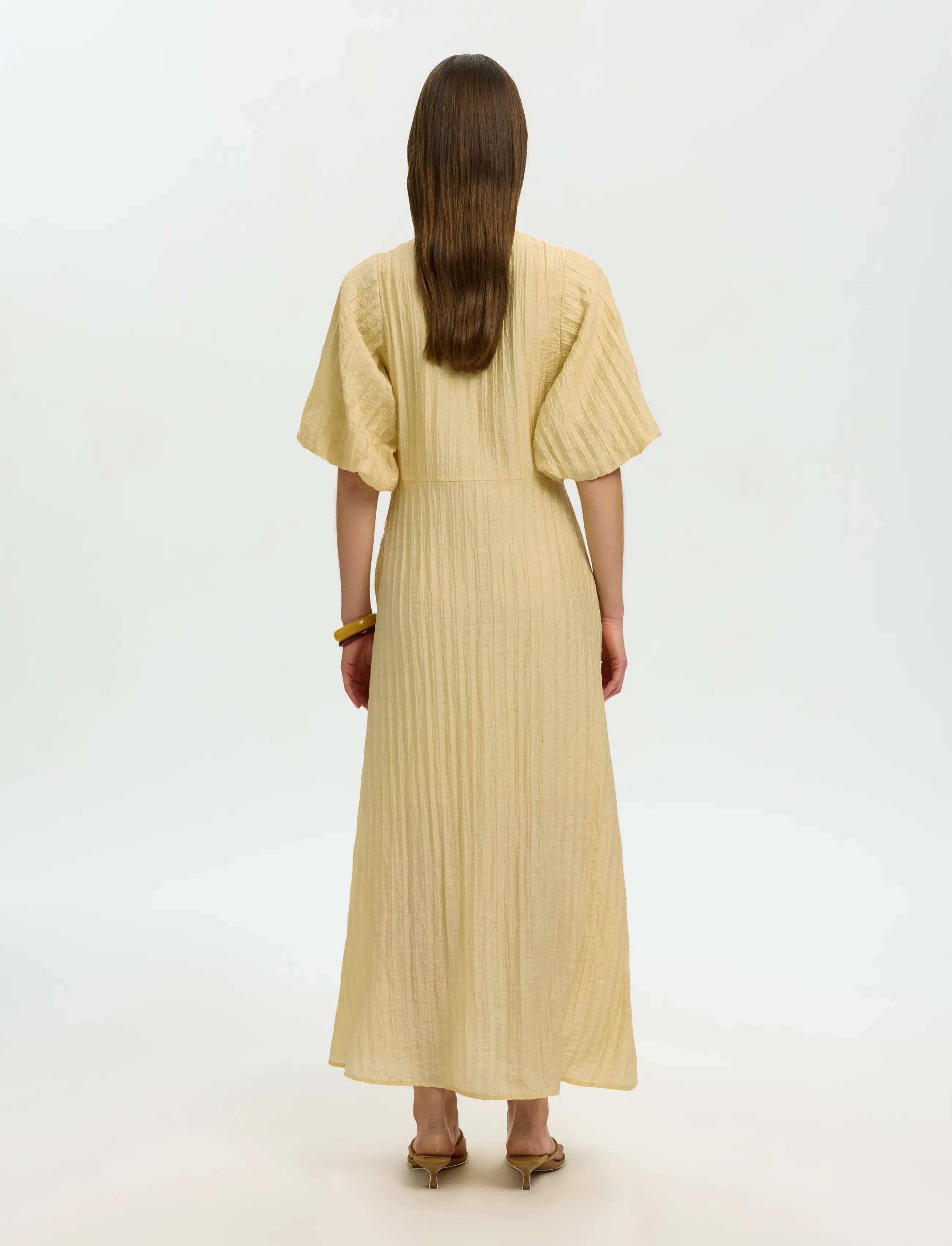 Selected - SLWMADDIE SS CLOSED BACK MIDI DRESS NOOS - robes midi - italian straw - 2