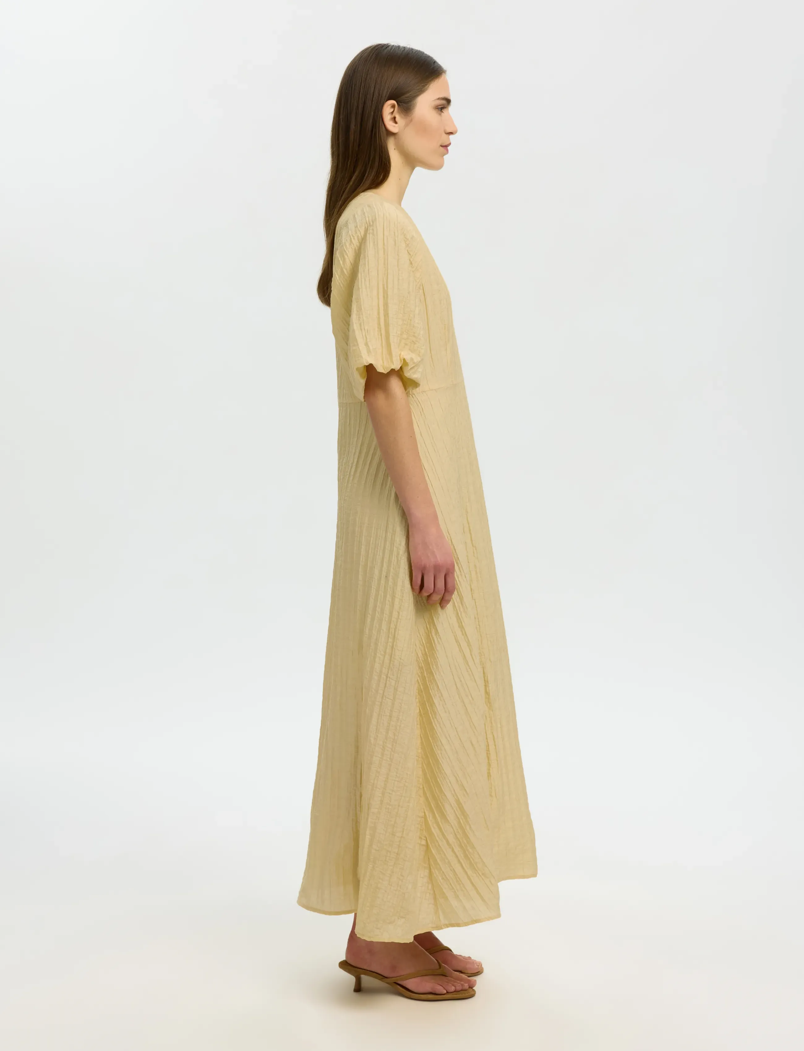 Selected - SLWMADDIE SS CLOSED BACK MIDI DRESS NOOS - robes midi - italian straw - 5