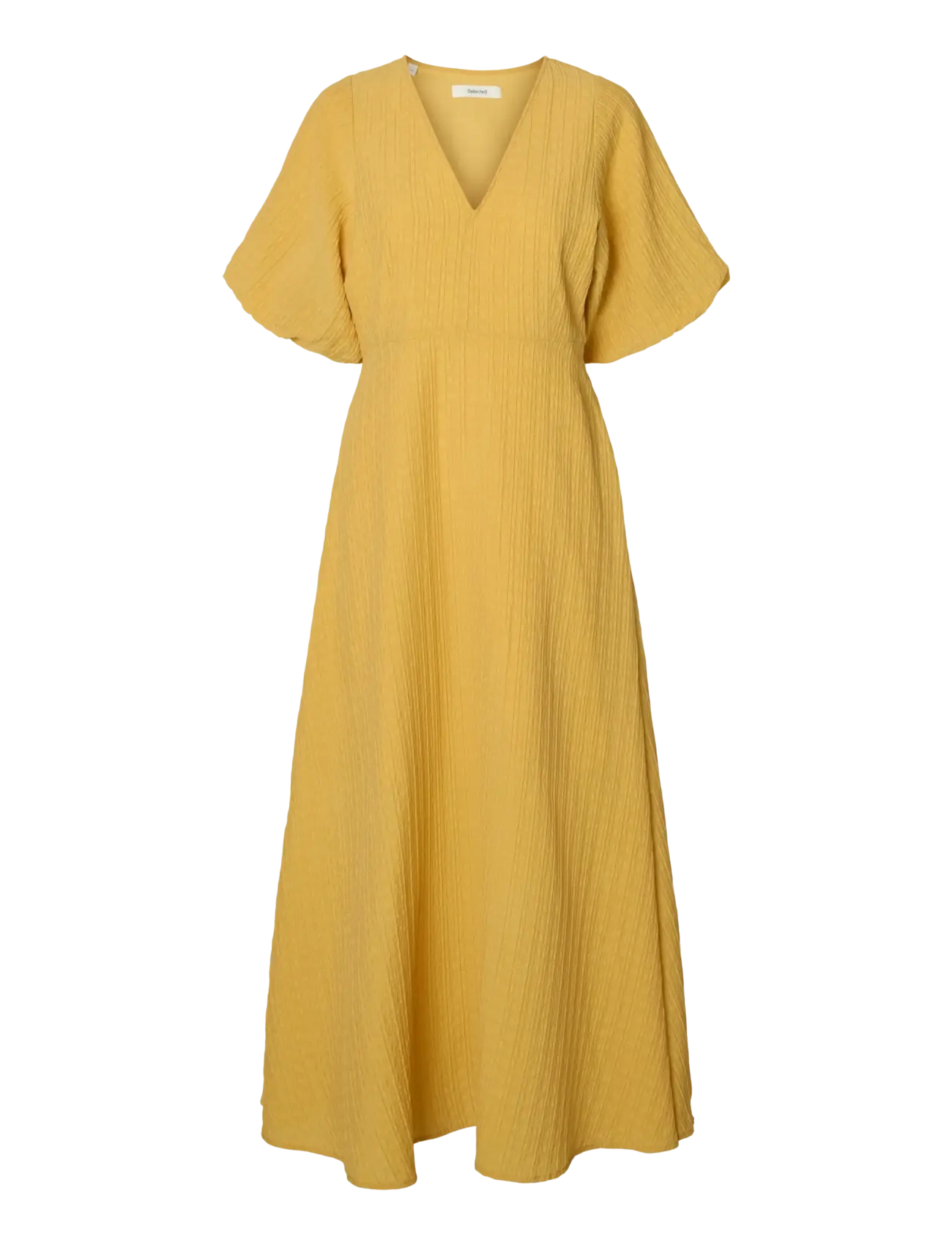 Selected Slwmaddie Ss Closed Back Midi Dress Noos, 34, Yellow, Kjoler > Knælange Og Midi, Dame
