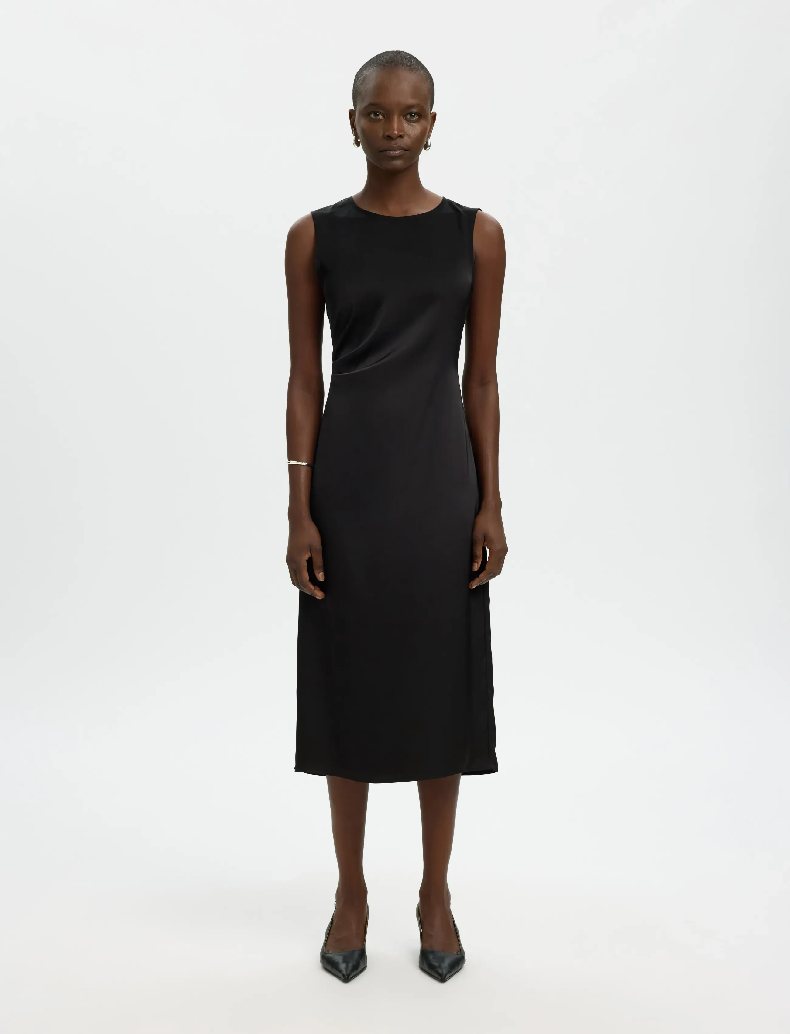 Selected SLFCHLOE SLIM SL O-NECK MIDI DRESS NOOS - Kampagne - BLACK / black