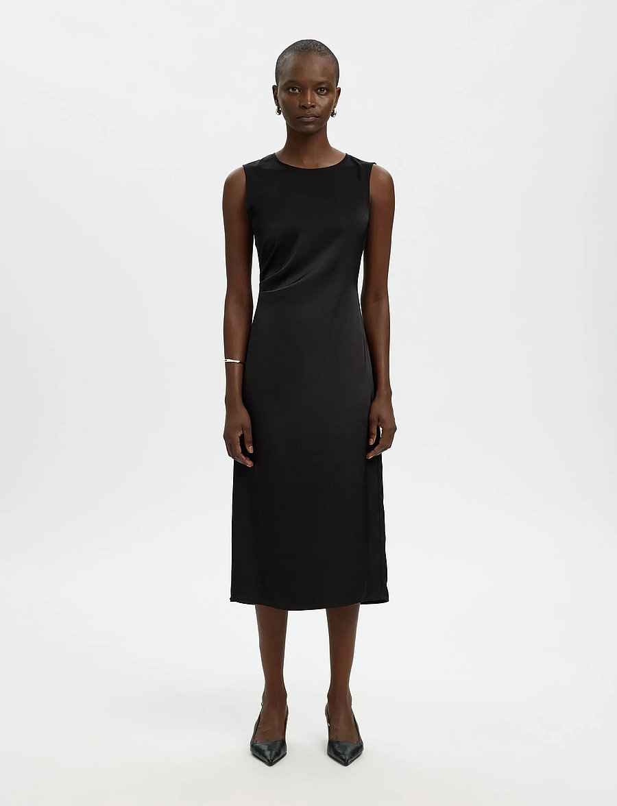 Selected - SLFCHLOE SLIM SL O-NECK MIDI DRESS NOOS - cocktail dresses - black - 0