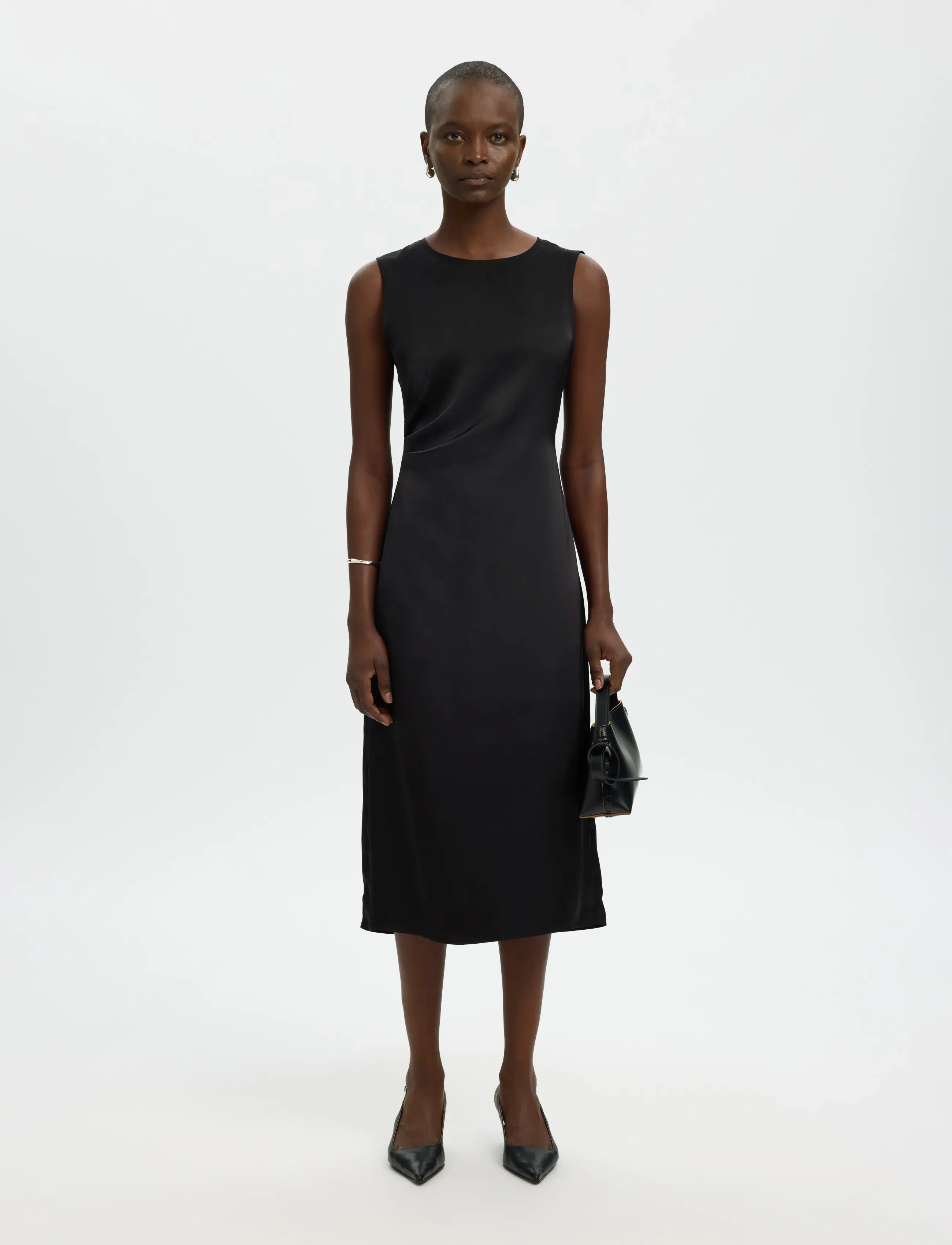 Selected - SLFCHLOE SLIM SL O-NECK MIDI DRESS NOOS - cocktailkleider - black - 3