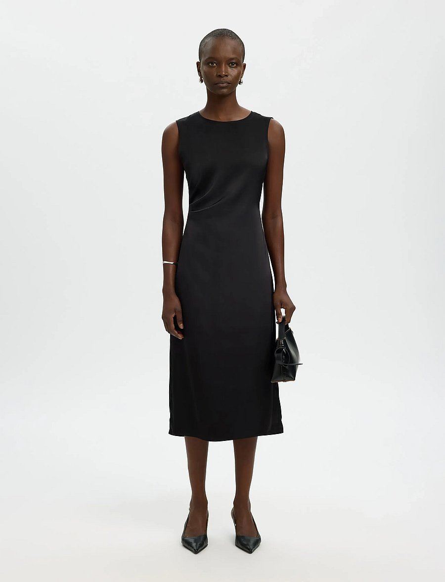 Selected - SLFCHLOE SLIM SL O-NECK MIDI DRESS NOOS - cocktail dresses - black - 3