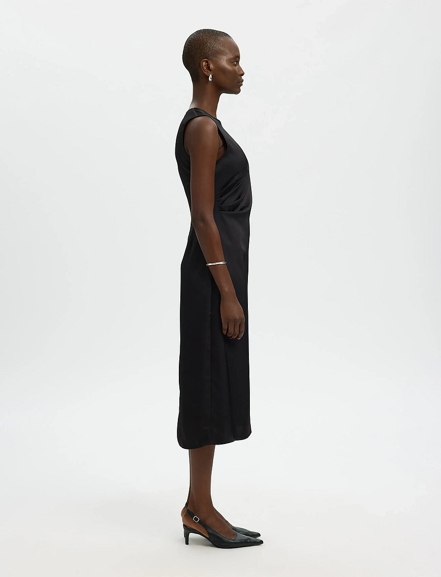 Selected - SLFCHLOE SLIM SL O-NECK MIDI DRESS NOOS - cocktail dresses - black - 5