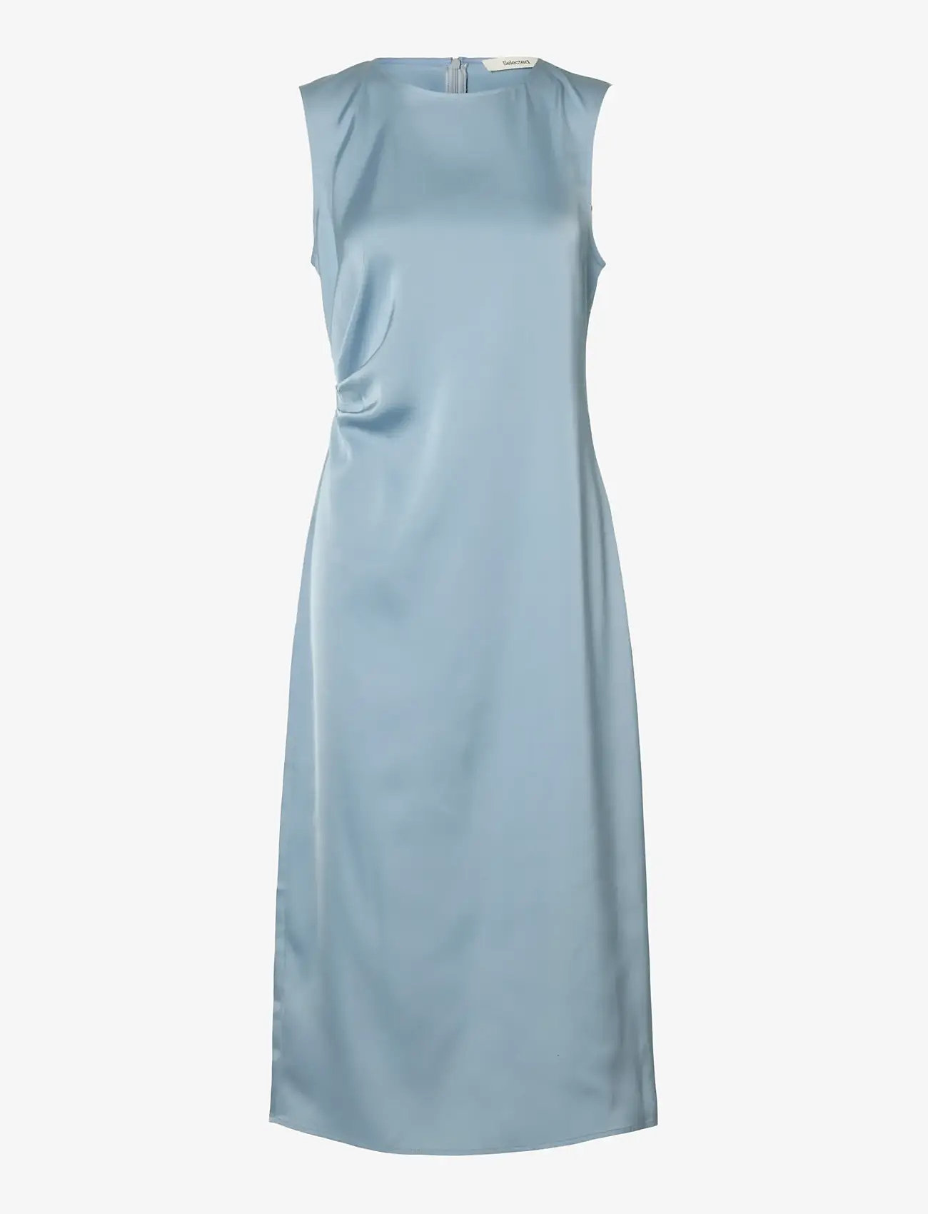 Selected - SLFCHLOE SLIM SL O-NECK MIDI DRESS NOOS - kokteilikleidid - dusty blue - 1
