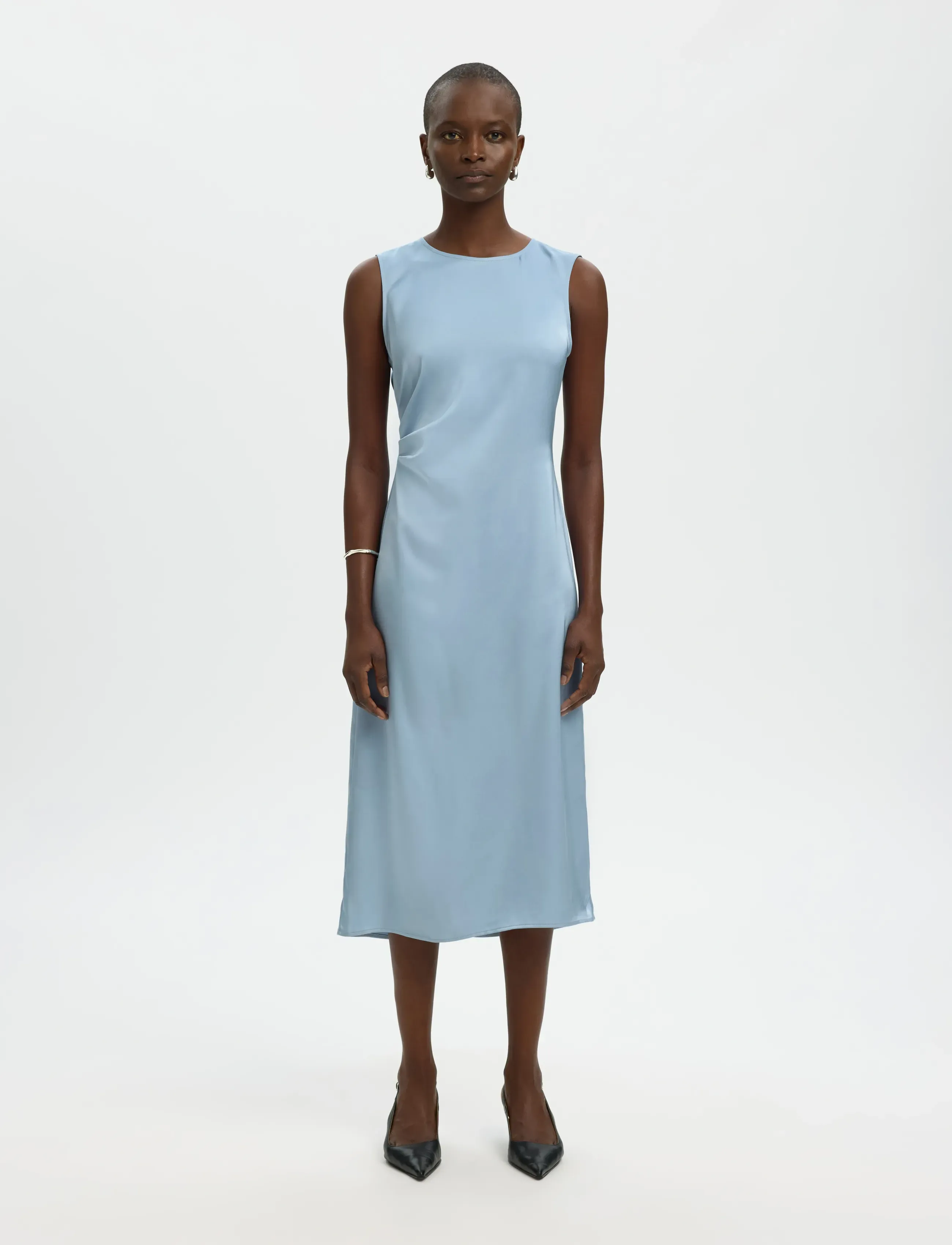 Selected SLFCHLOE SLIM SL O-NECK MIDI DRESS NOOS - Dresses - DUSTY BLUE / blue