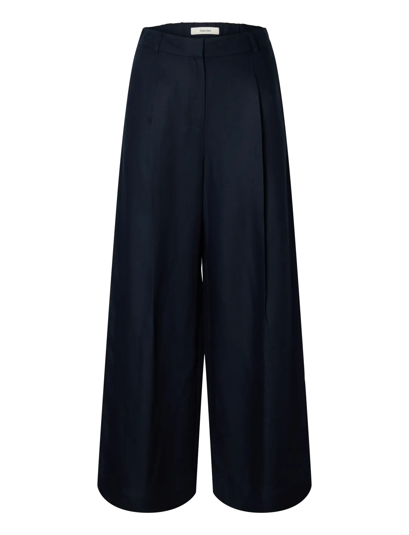 Selected SLFLYRA HW WIDE LINEN BLEND PANT NOOS - Kleding - DARK SAPPHIRE / navy