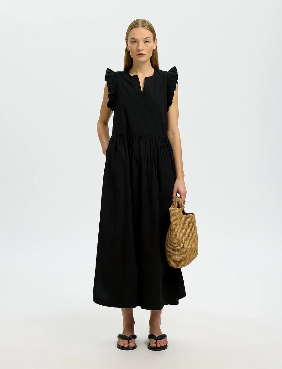 Selected - SLWBLAIR-IDA REGULAR SL LONG DRESS NOOS - sommerkleider - black - 3