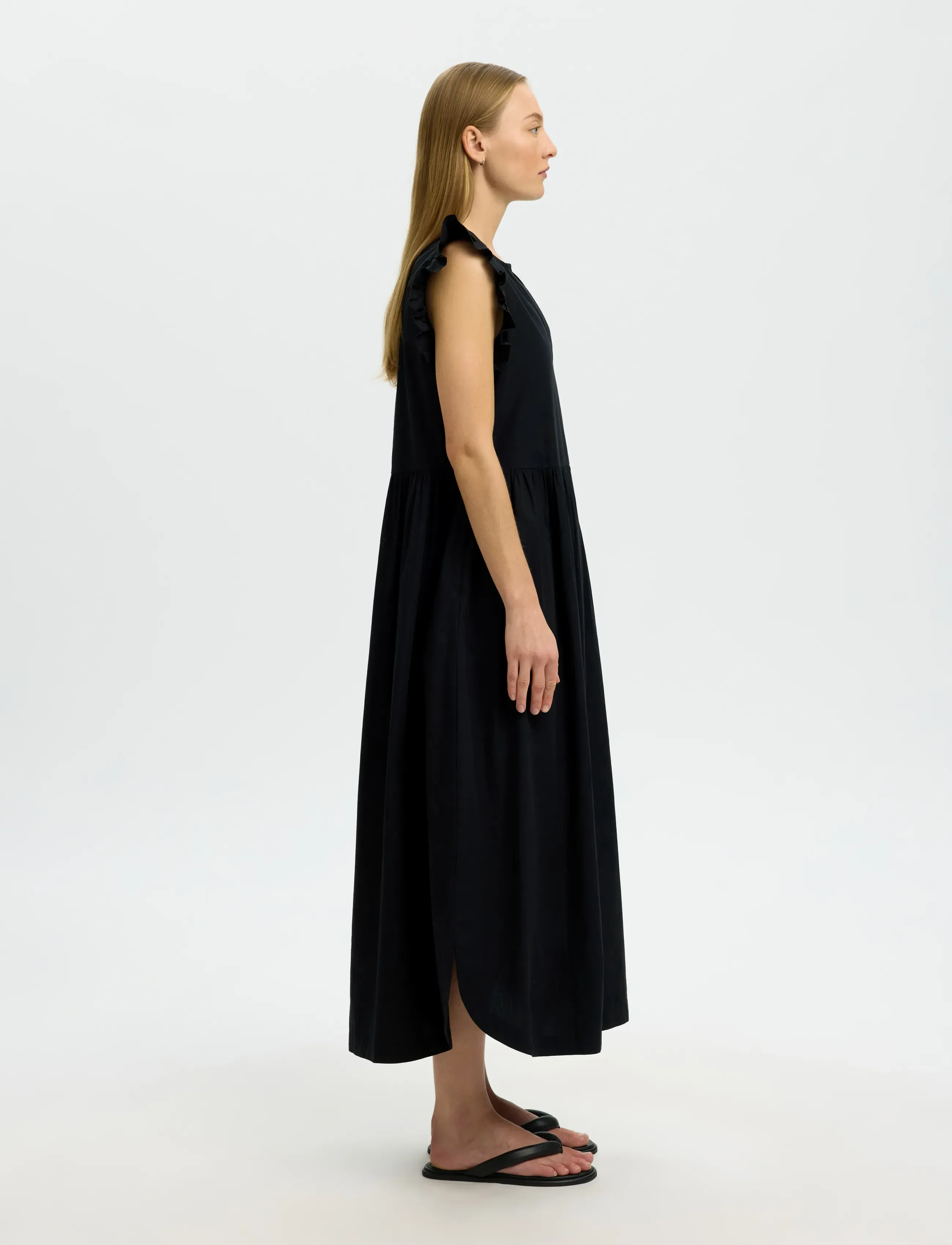 Selected - SLWBLAIR-IDA REGULAR SL LONG DRESS NOOS - sommerkleider - black - 5