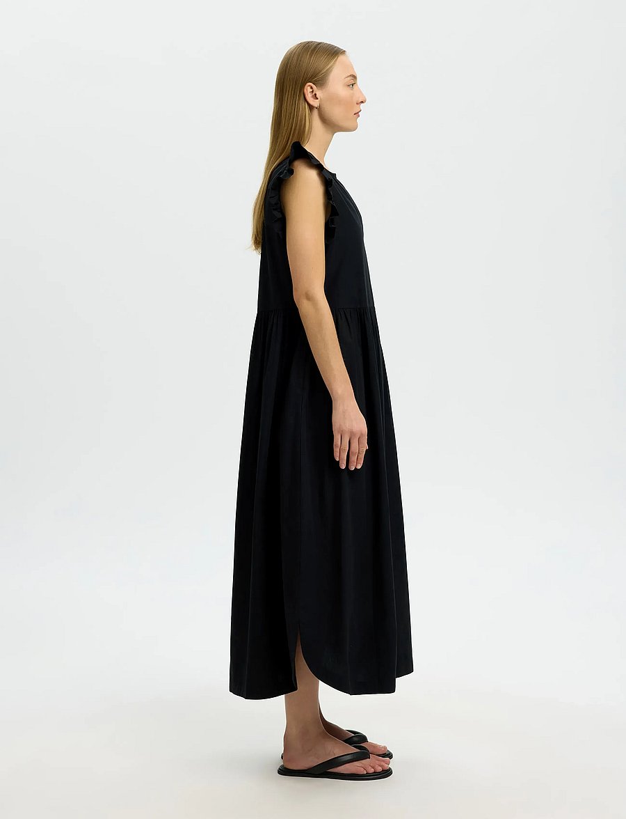Selected - SLWBLAIR-IDA REGULAR SL LONG DRESS NOOS - sommerkleider - black - 5