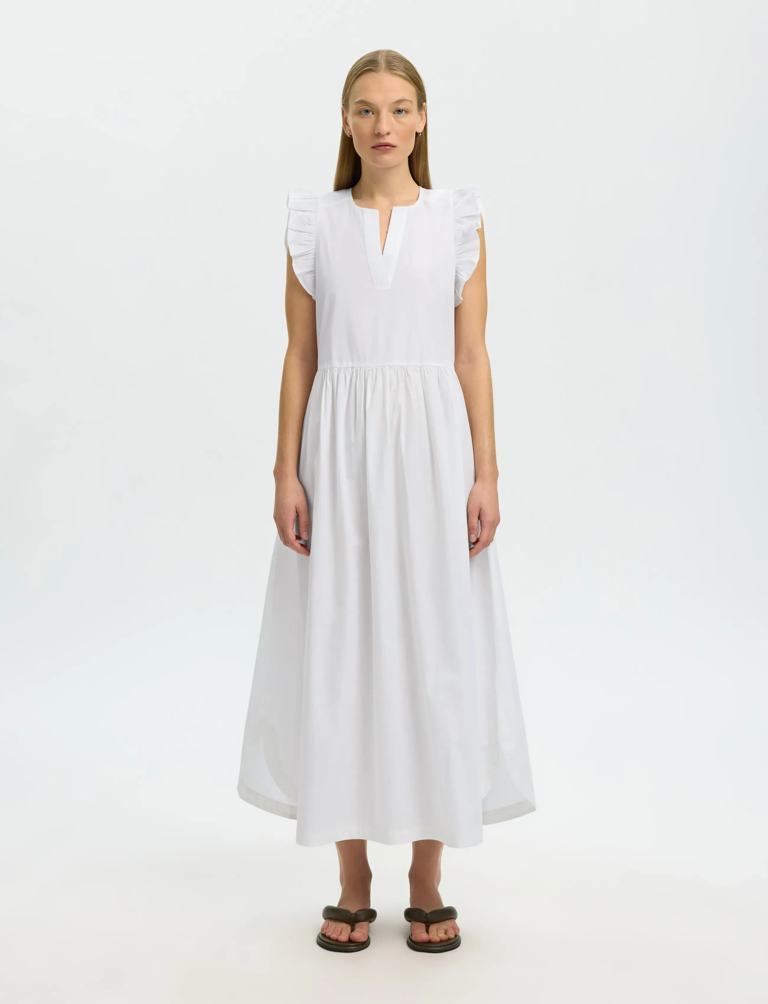 Selected SLWBLAIR-IDA REGULAR SL LONG DRESS NOOS - Kleidid - BRIGHT WHITE / white