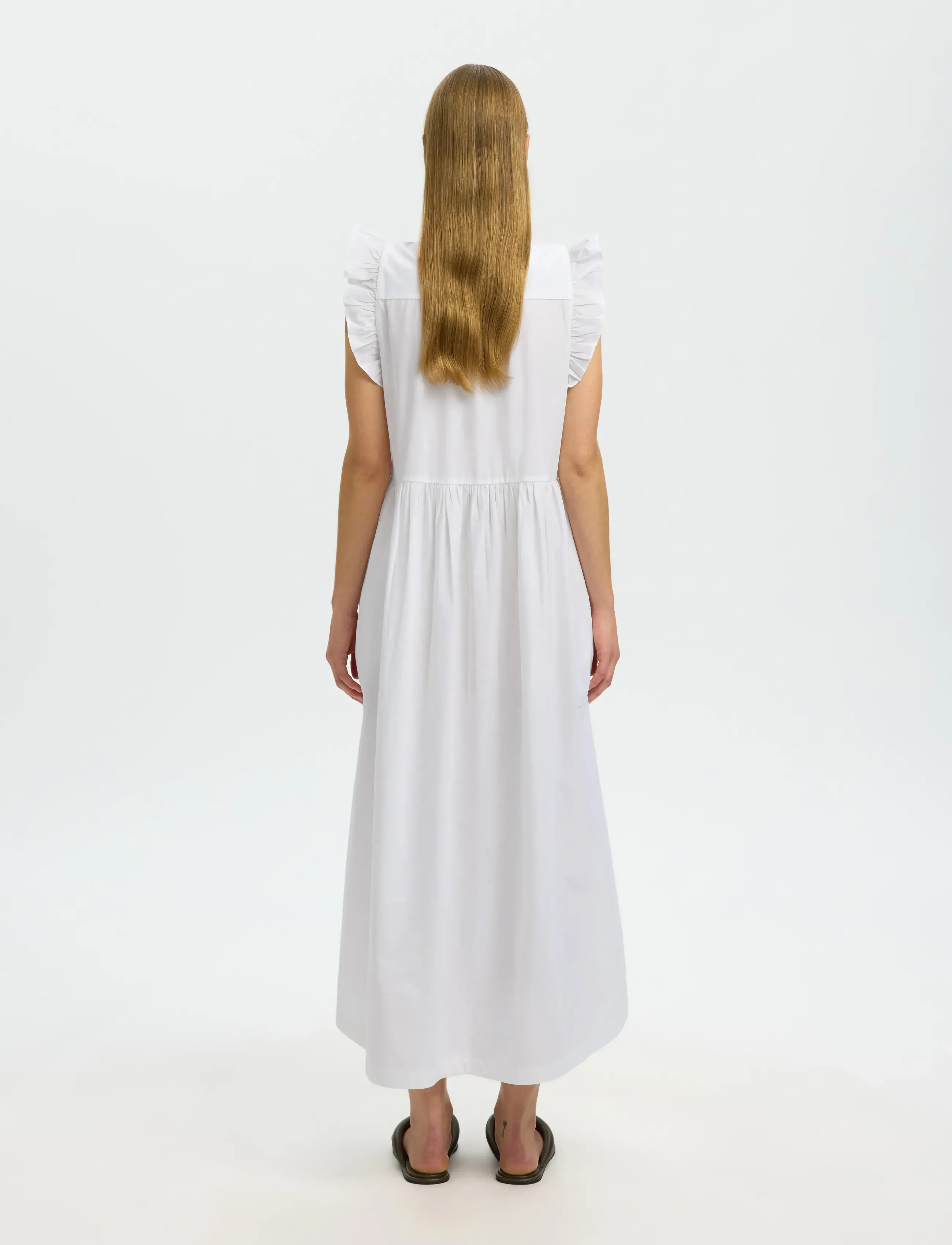 Selected - SLWBLAIR-IDA REGULAR SL LONG DRESS NOOS - sommerkjoler - bright white - 2