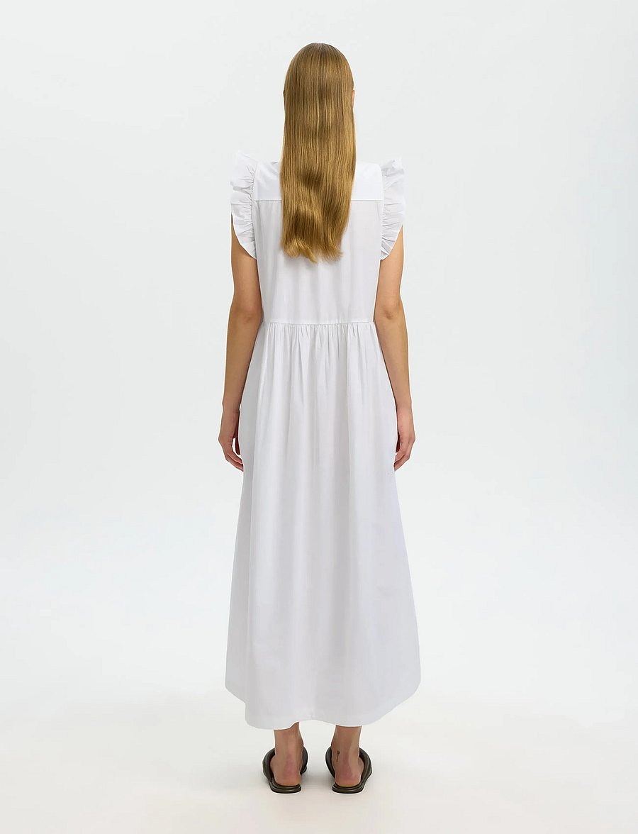 Selected - SLWBLAIR-IDA REGULAR SL LONG DRESS NOOS - sommerkjoler - bright white - 2