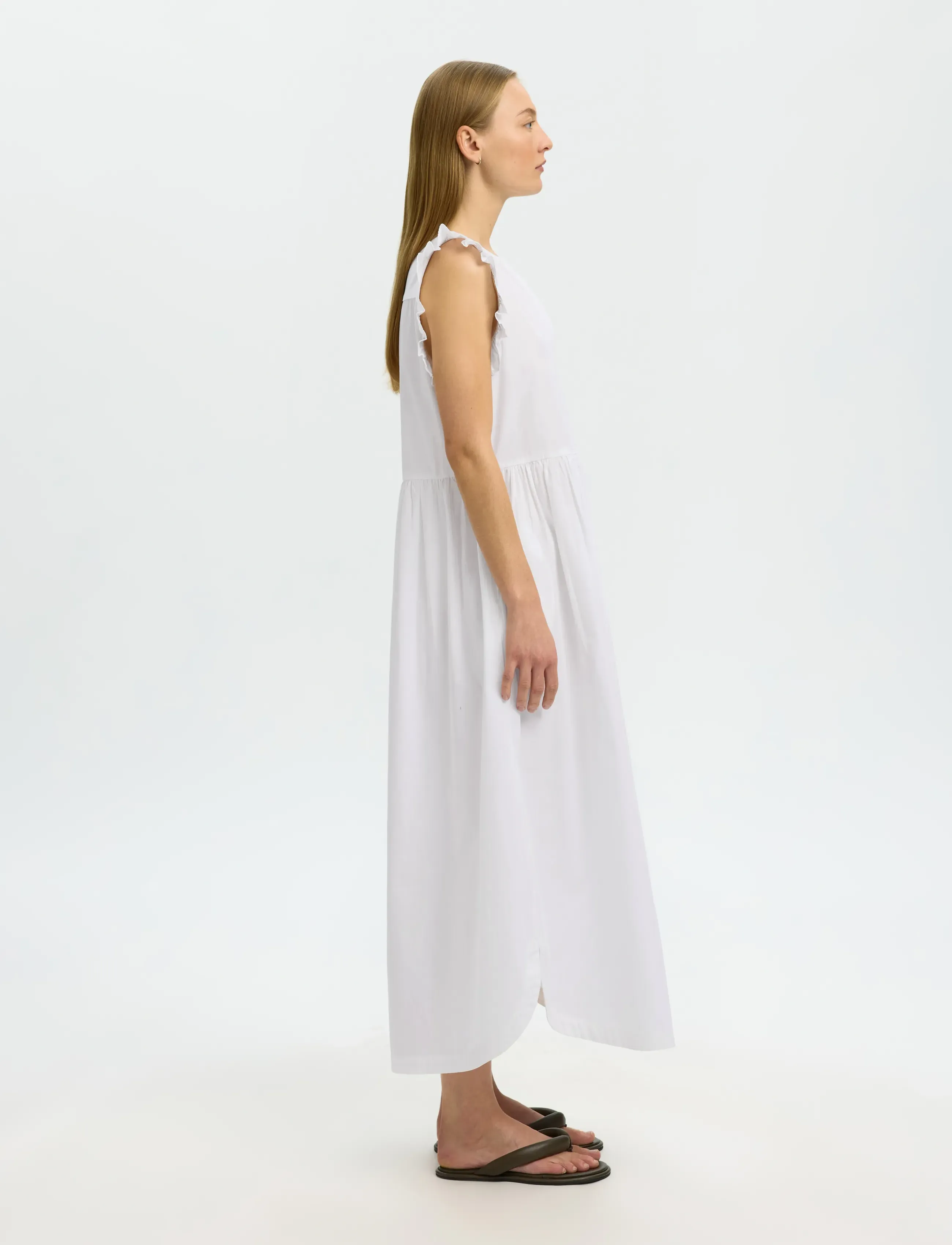 Selected - SLWBLAIR-IDA REGULAR SL LONG DRESS NOOS - sommerkjoler - bright white - 5