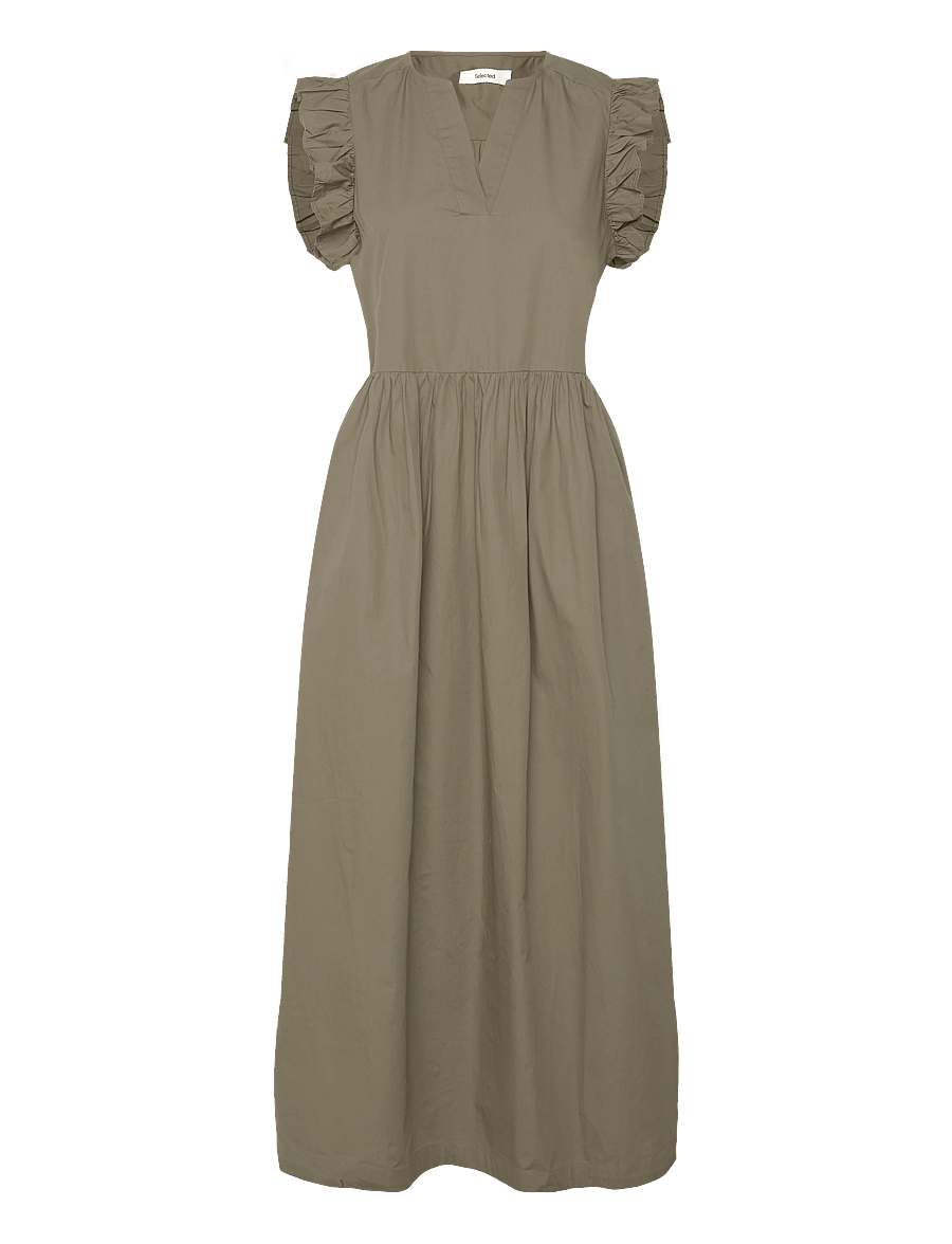 Selected - SLWBLAIR-IDA REGULAR SL LONG DRESS NOOS - sommerkleider - deep lichen green - 2
