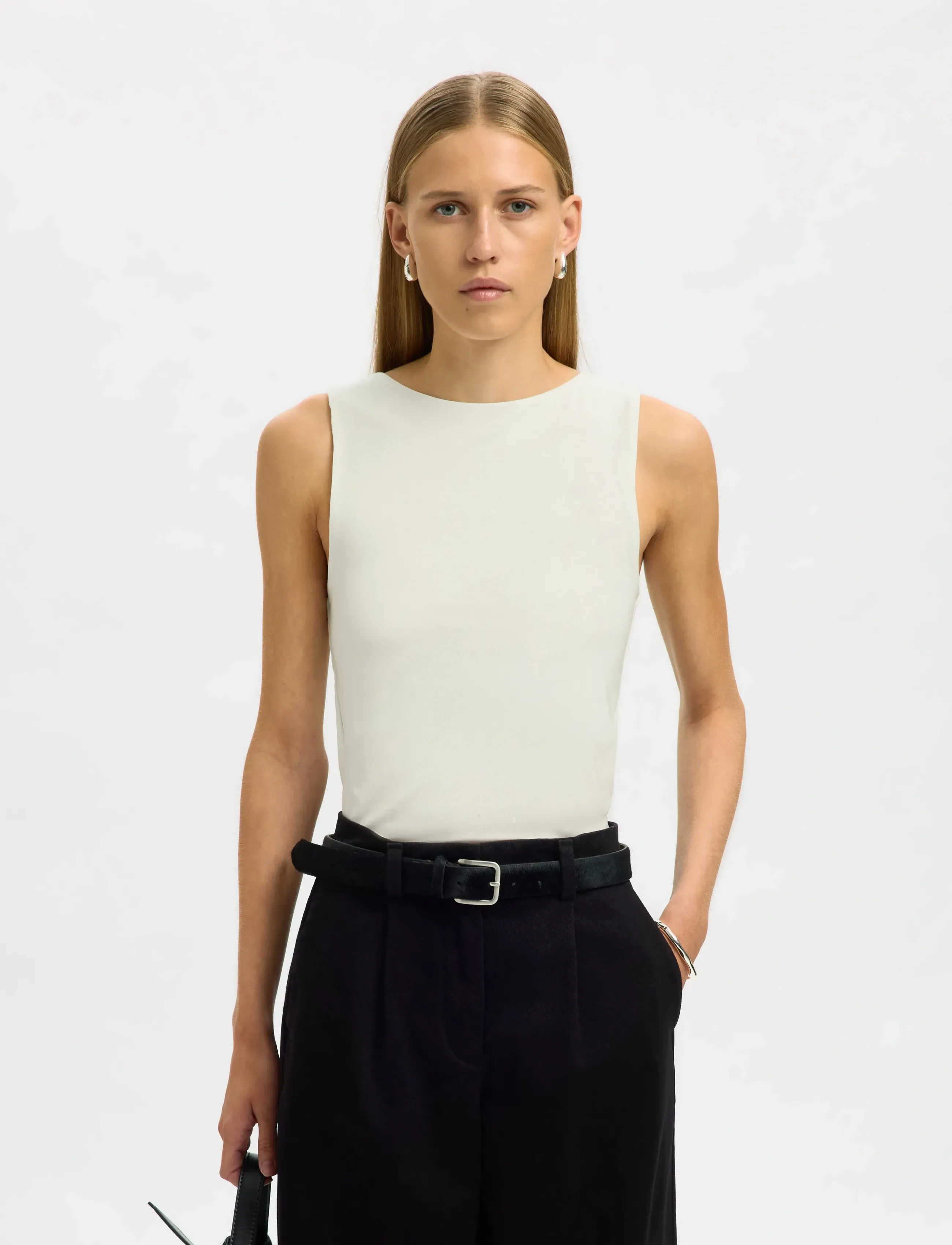Selected - SLFMANJA SL REVERSIBLE TOP NOOS - mouwloze tops - snow white - 0