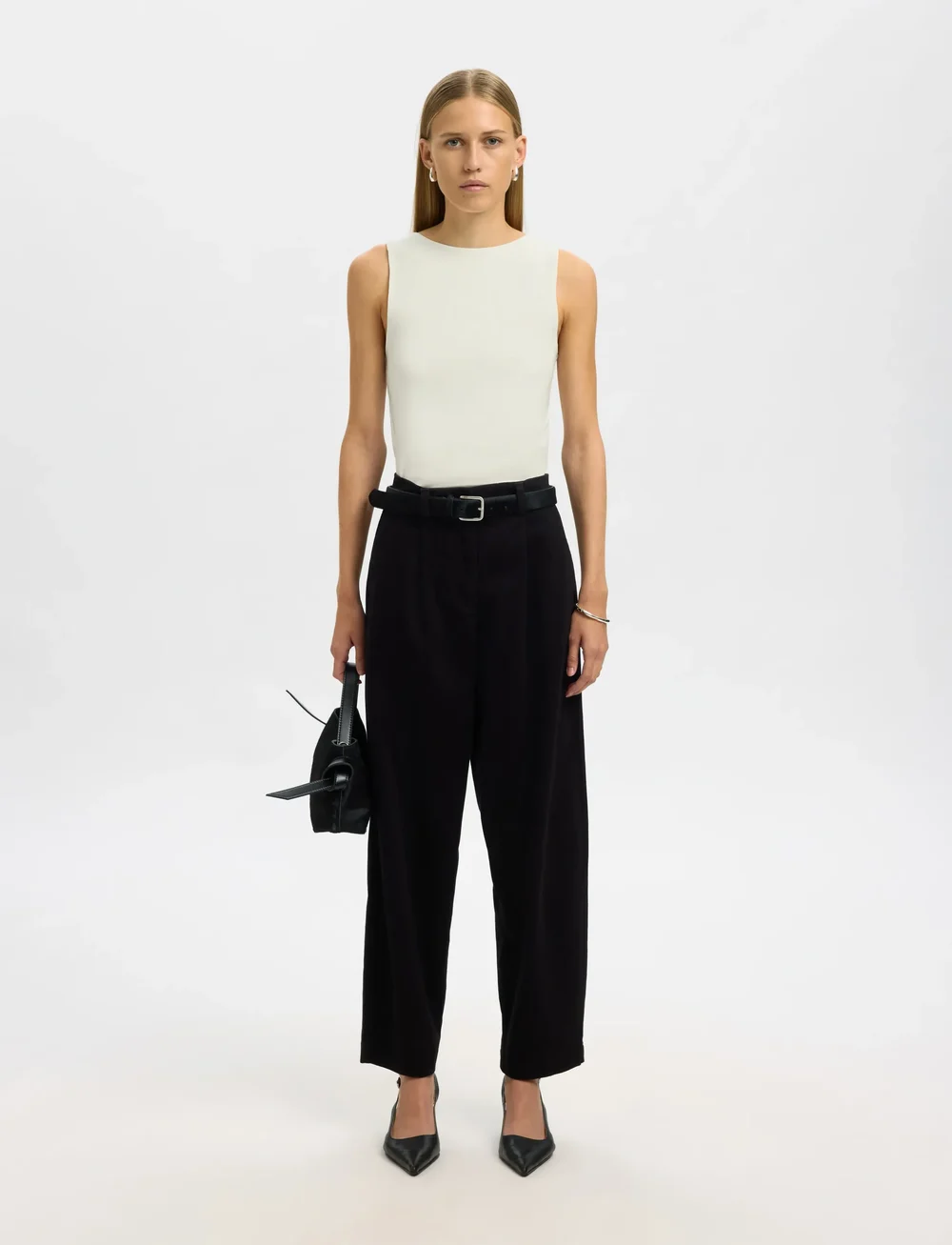 Selected - SLFMANJA SL REVERSIBLE TOP NOOS - linnen - snow white - 5