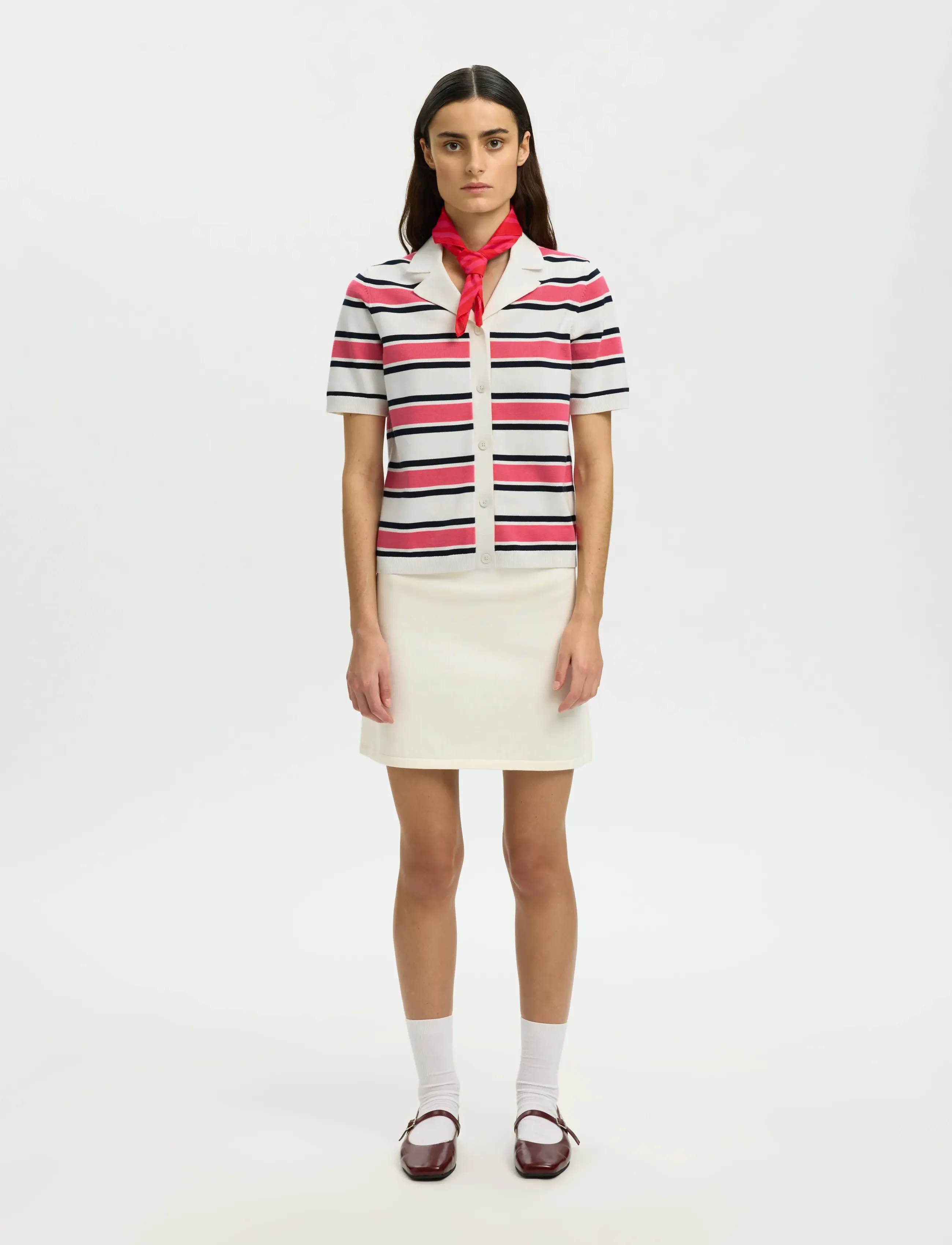 Slfamour Ss Knit Polo Cardigan 3