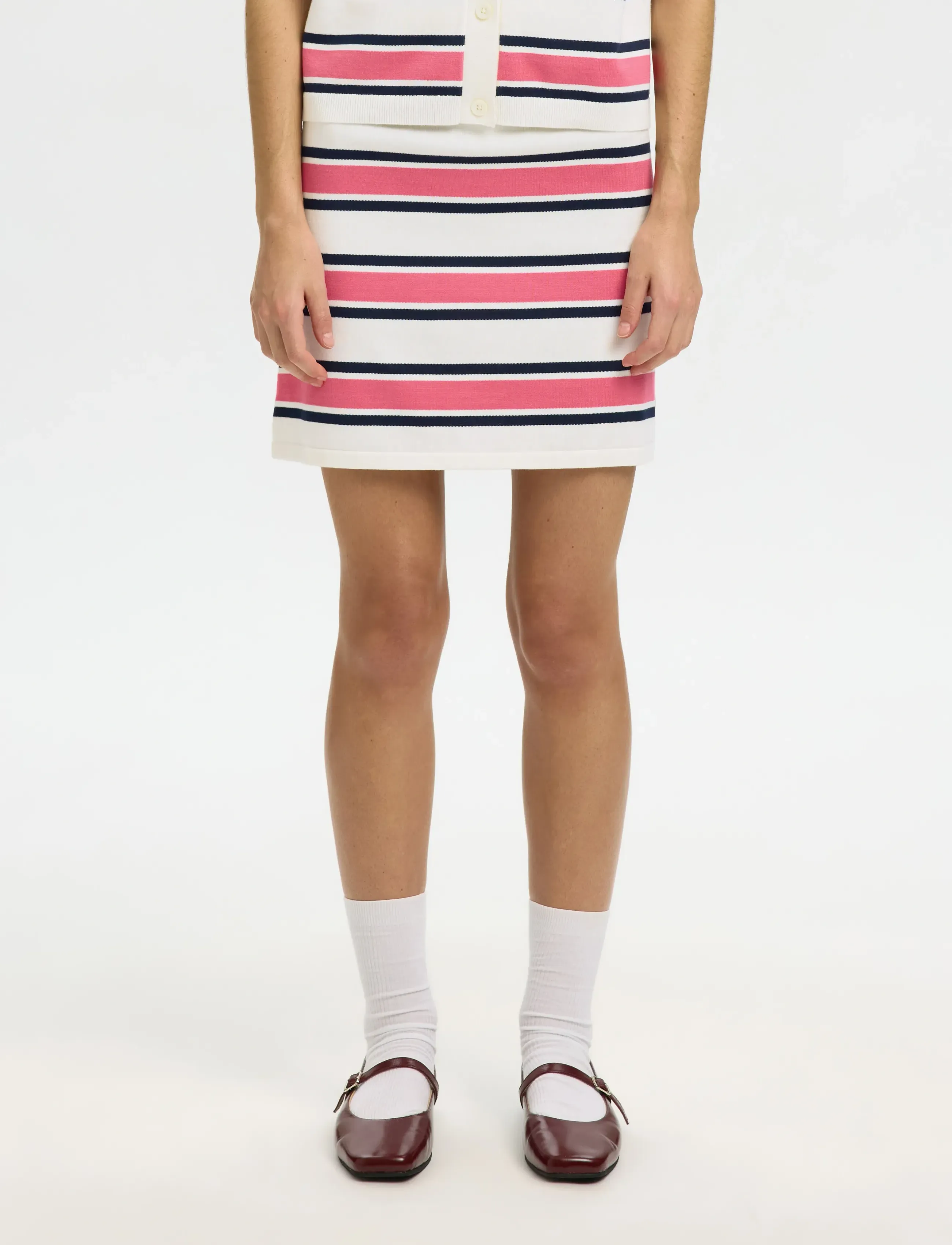 Selected SLFAMOUR HW SHORT SKIRT - Nederdele - EGRET / white