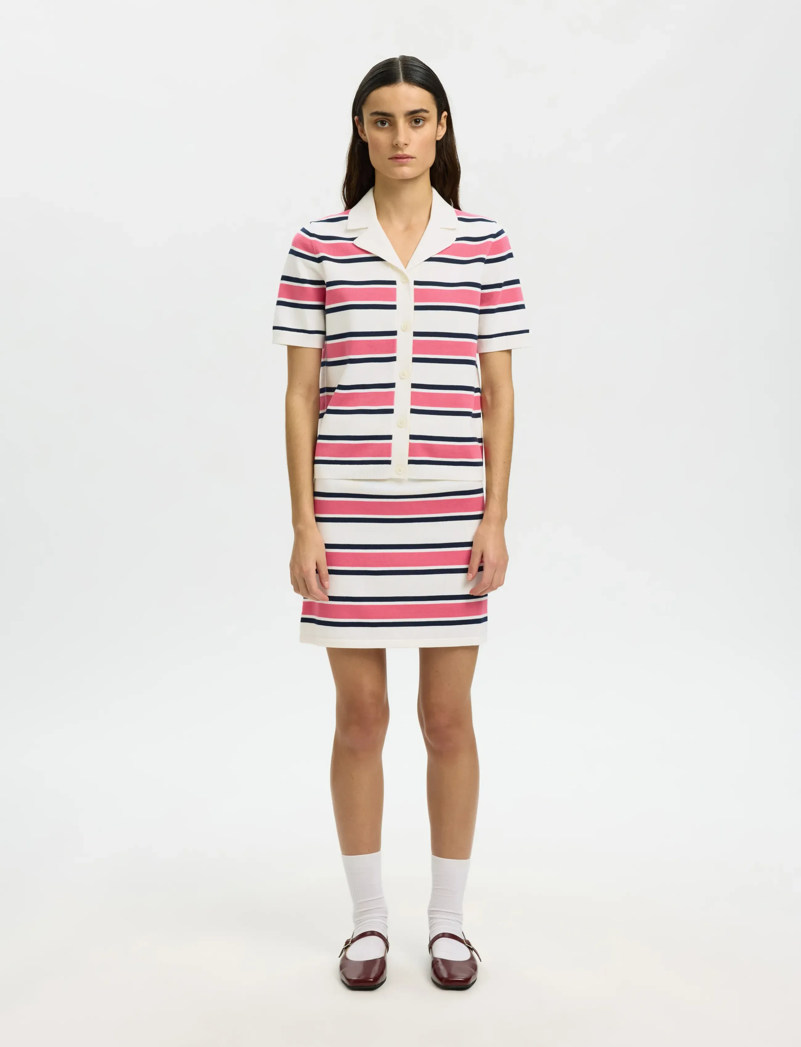 Selected - SLFAMOUR HW SHORT SKIRT - strickröcke - egret - 3