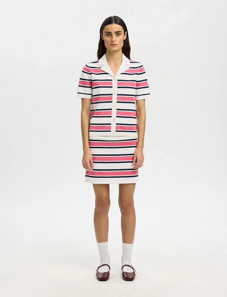 Selected - SLFAMOUR HW SHORT SKIRT - gebreide rokken - egret - 3