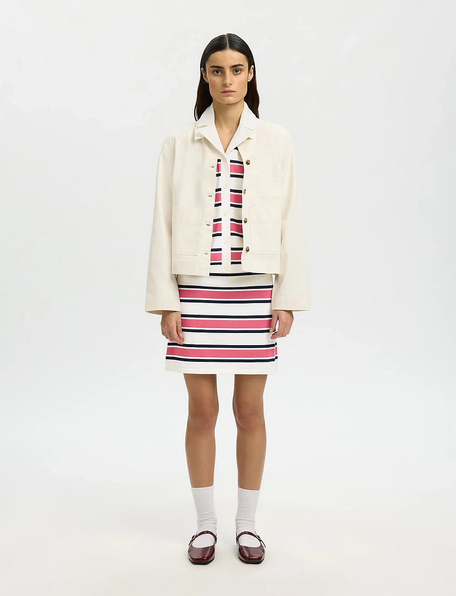 Selected - SLFAMOUR HW SHORT SKIRT - gebreide rokken - egret - 5